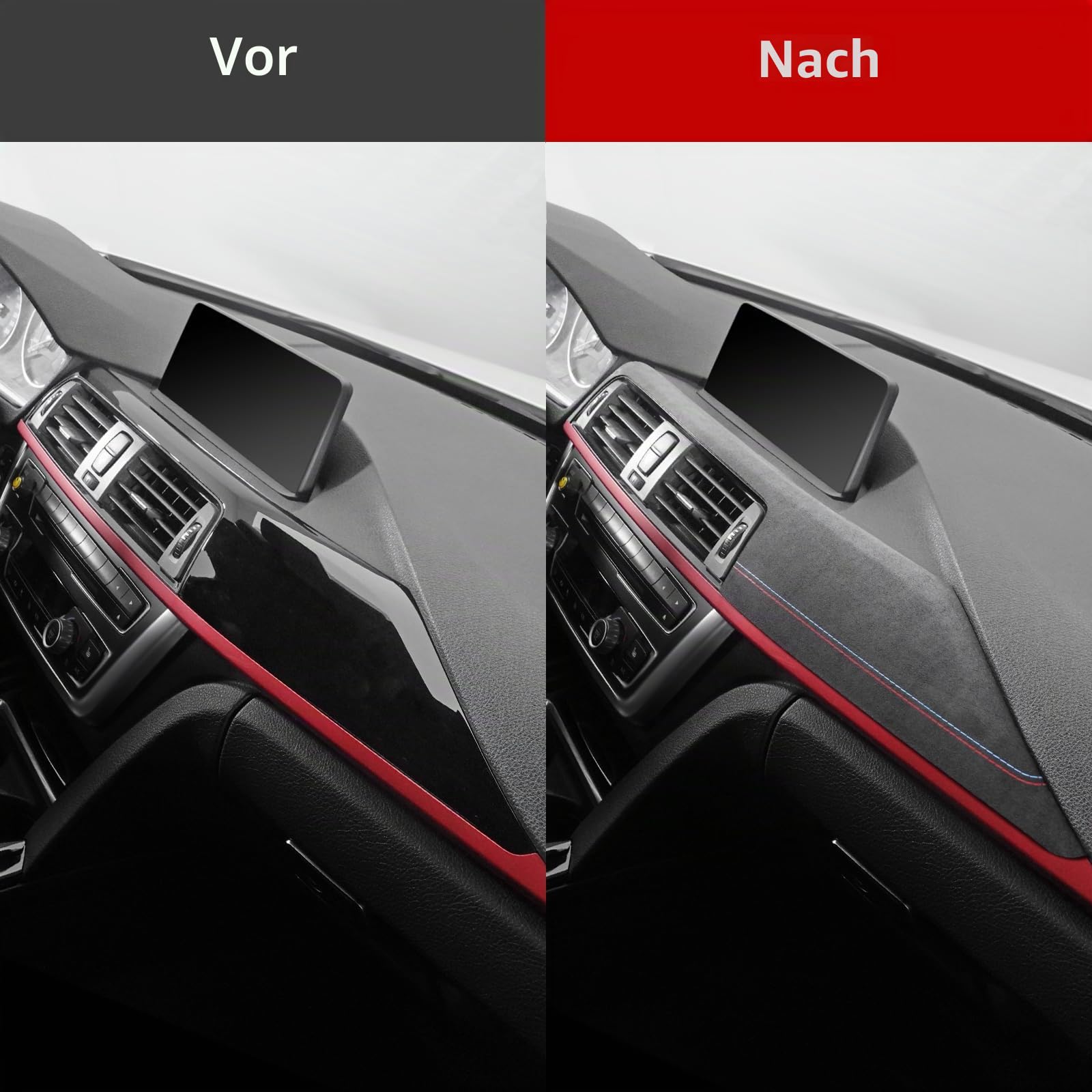 Betterhumz Alcantara Armaturenbrett-Verkleidung für BMW F30 F31 F32 F36 F34 3 4er 2013-2019 Mittelkonsole Armaturenbrett Aufkleber Auto-Styling Tuning Zubehör
