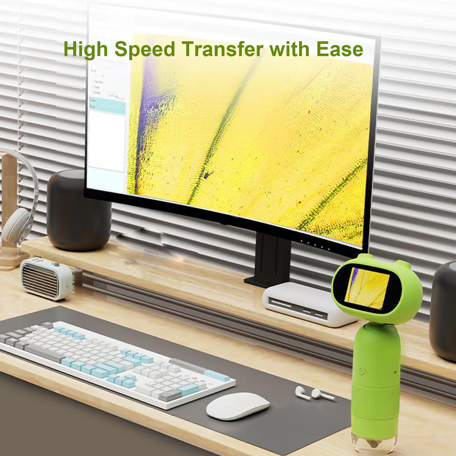 ViaGasaFamido Microscopio Tascabile per Bambini con 8 Luci LED e Schermo 1080P per Immagini Nitide Adatto a Giovani Esploratori e Studenti