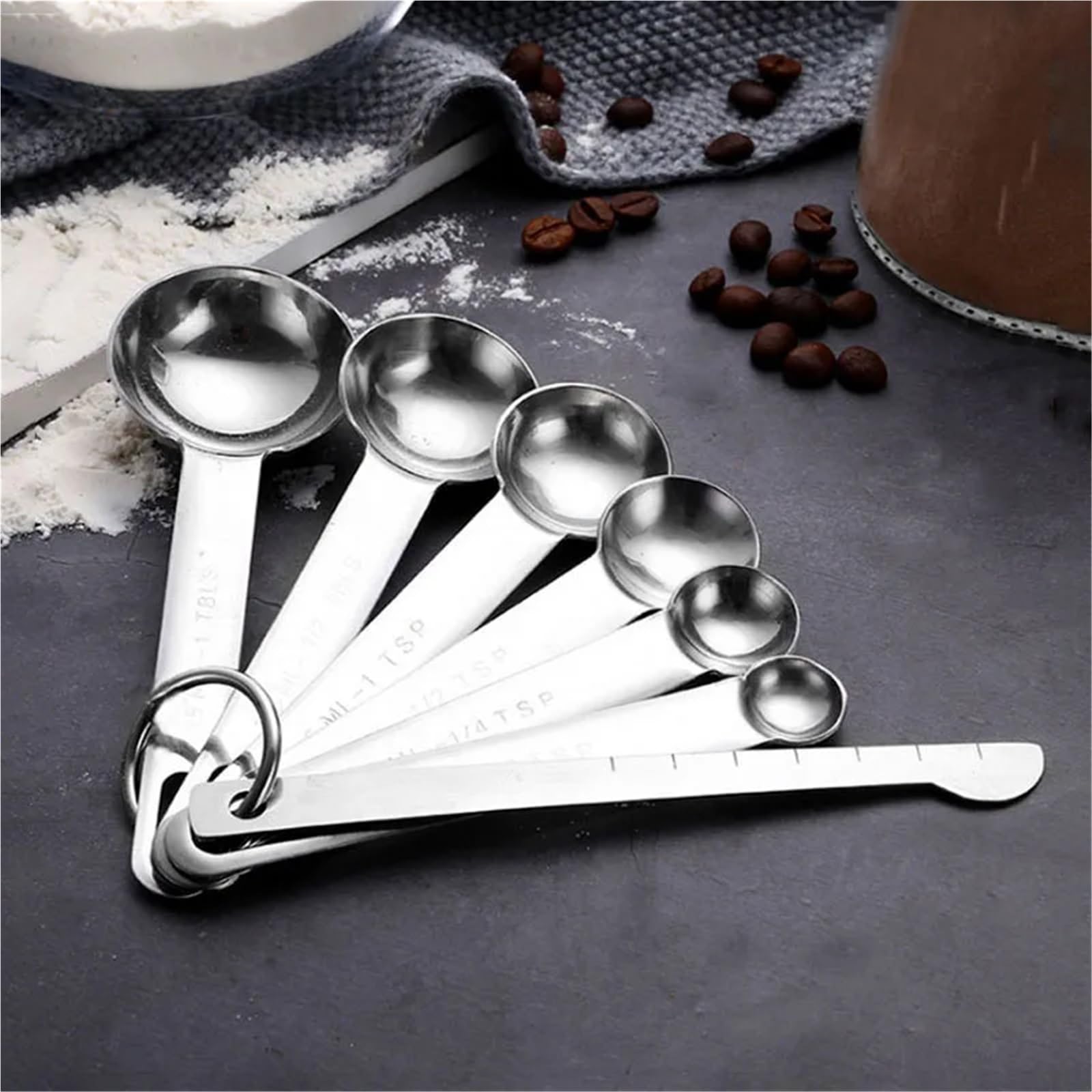 Messbecher, stapelbares Küchen-Messlöffel-Set | Set aus Messbechern und Löffeln aus Edelstahl
