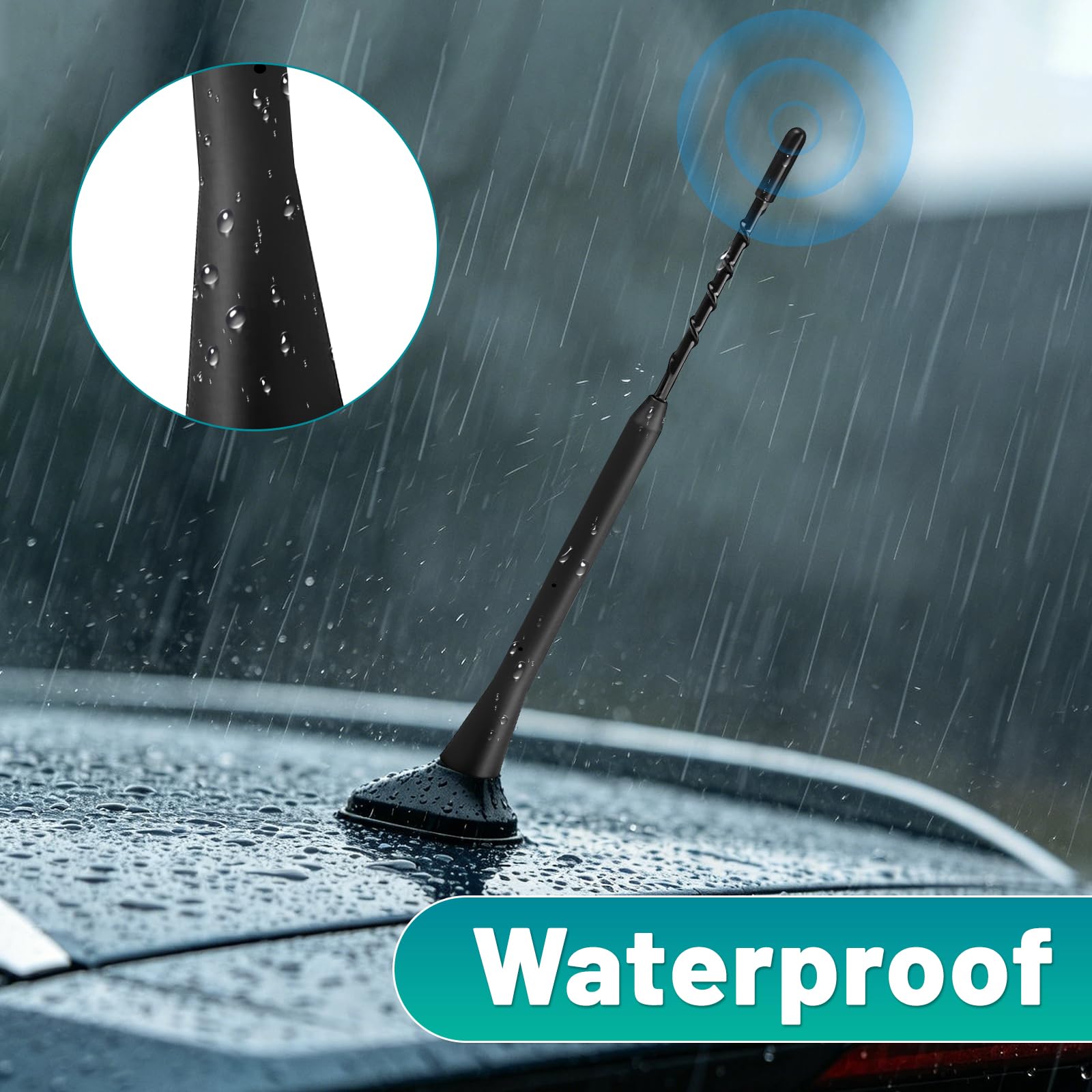 Car Aerial, Universal Antenna Replacement, AM/FM/DAB Roof Car Radio dab Aerial Mast, Radio Car Signal Booster Rod Car Antenna for Vehicles, Screws M4 M5 M6，23cm/9 inch Long — view 5