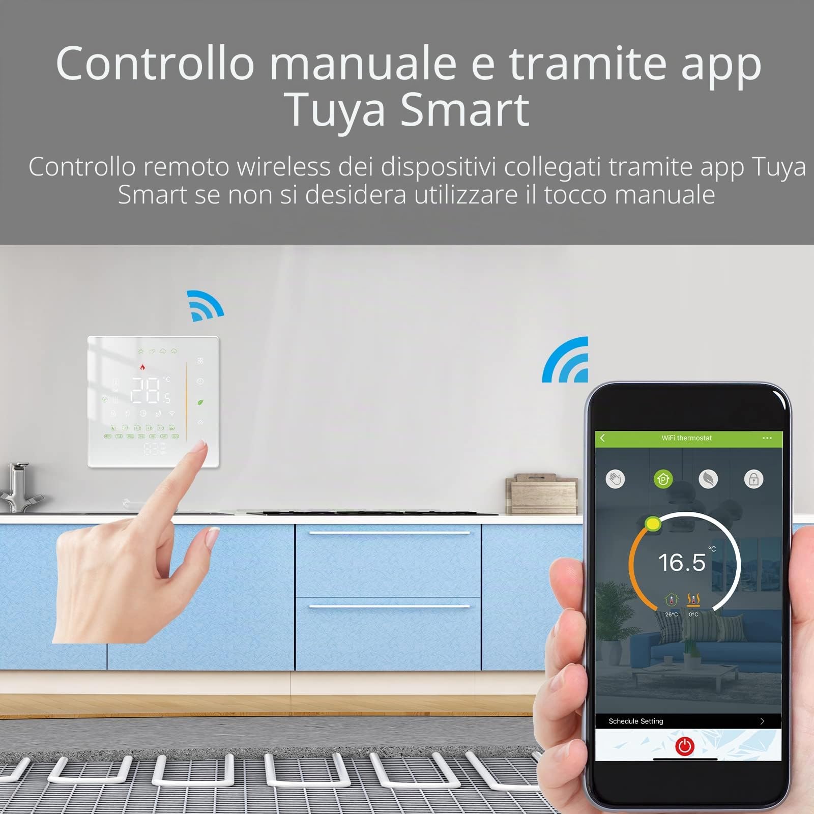 MOES Tuya WiFi Termostato intelligente per caldaia a gas termostati | programmabili, controllo wireless Tuya/Smart Life APP/Alexa/Google Home, WiFi 2.4GHz, 5A