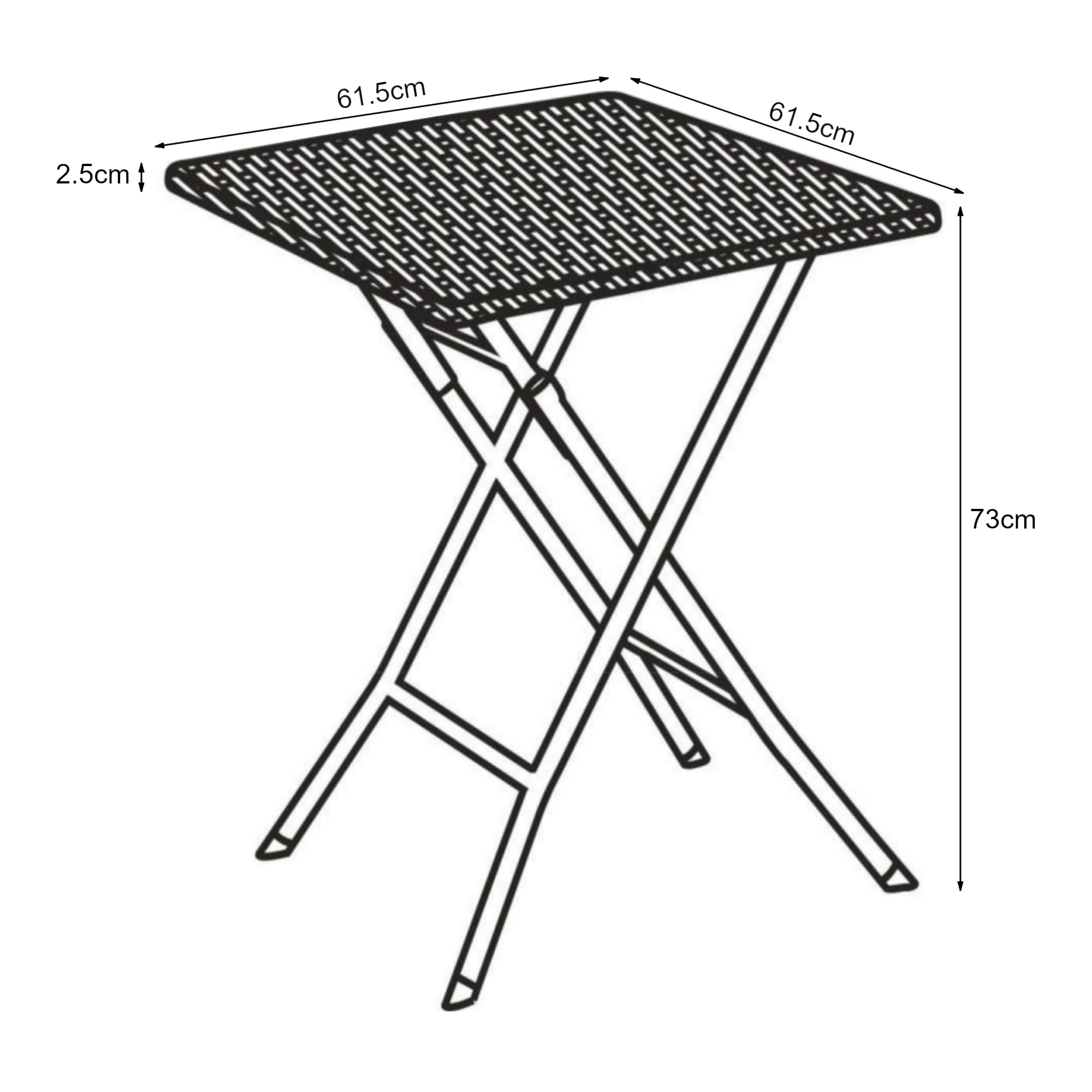 Table De Camping Pliante Carrée 62x62 Cm – Plateau Effet Rotin, Pieds Métal, Pliable, Pour Extérieur