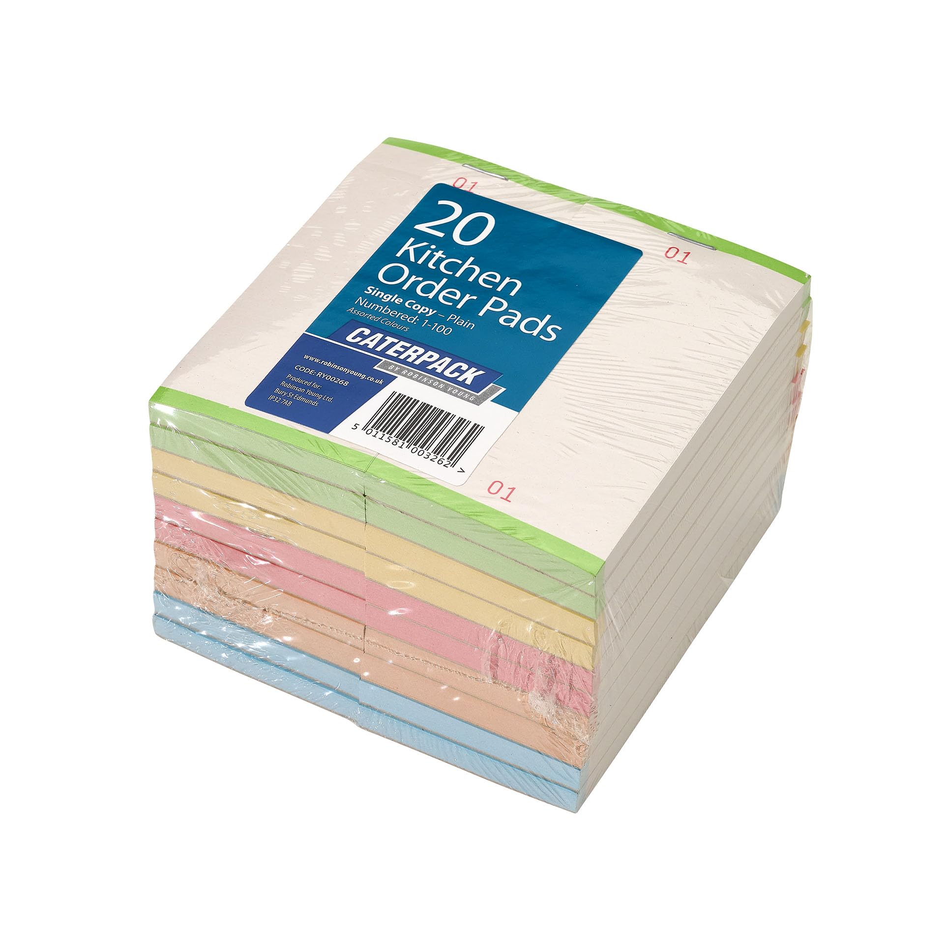 Caterpack by Robinson Young - Kitchen Order Pads - Single Copy 20 Pads - Assorted Colours. Ideal for Restaurants/Cafe's.