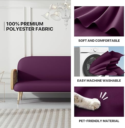 Miniatura 4 de MoNiBloom Funda elástica para futón de tamaño Queen, sin brazos, protector de muebles, duradera y lavable, con cremallera, para adultos, niños y