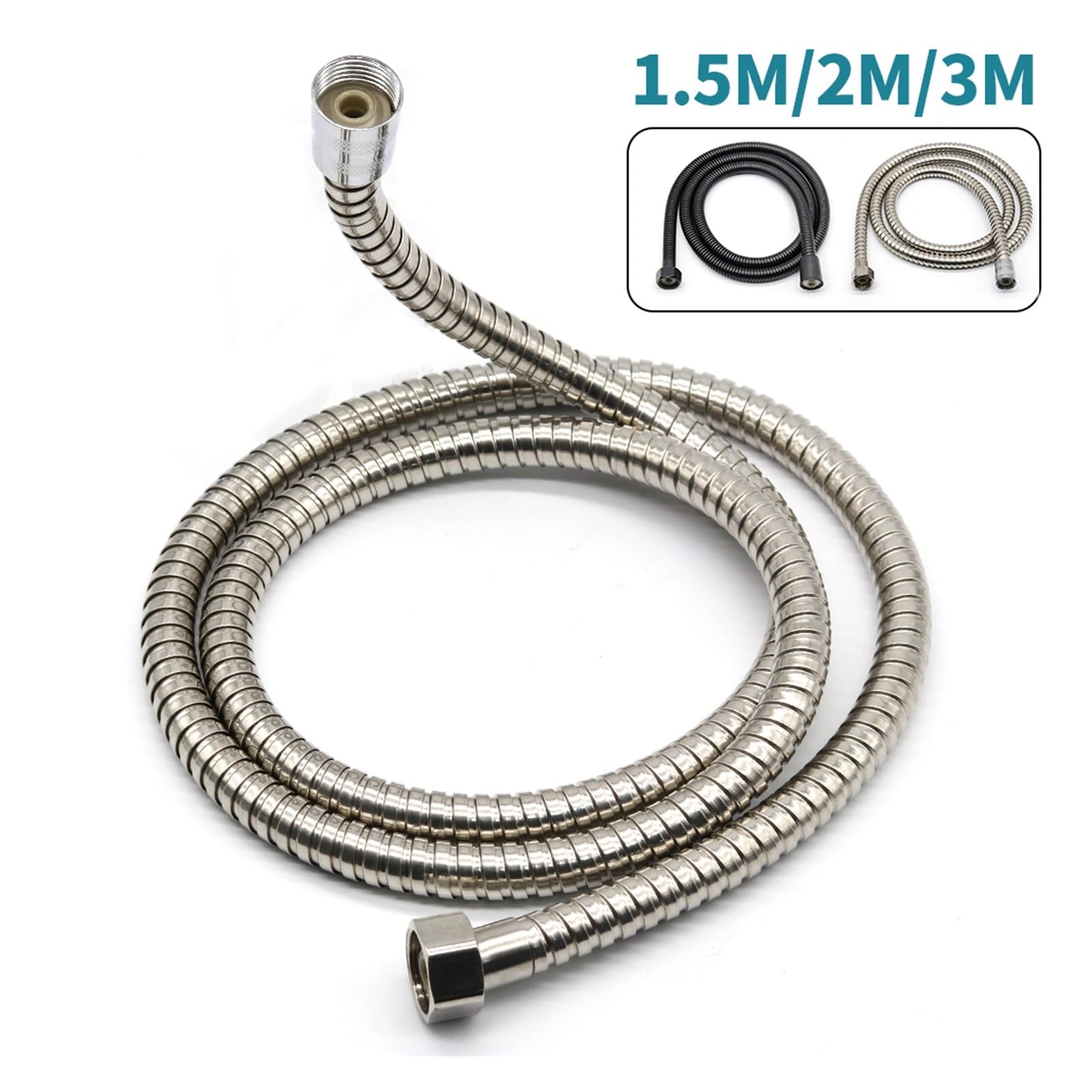 Manguera de ducha de acero inoxidable de alta presión, a prueba de explosiones, tubo de fontanería de 1,5 m para accesorios de baño y tubo de extensión de agua flexible
