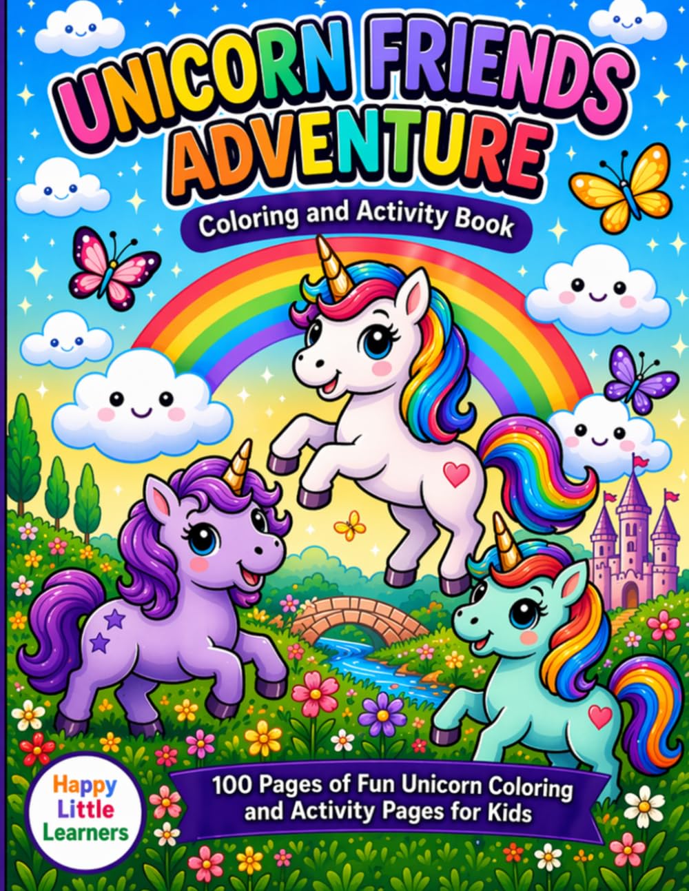 Unicorn Friends Adventure Coloring Book: 100 Pages of Fun Unicorn Coloring and Activity Pages with Easy Designs for Little Learners (Creative Bliss Series)