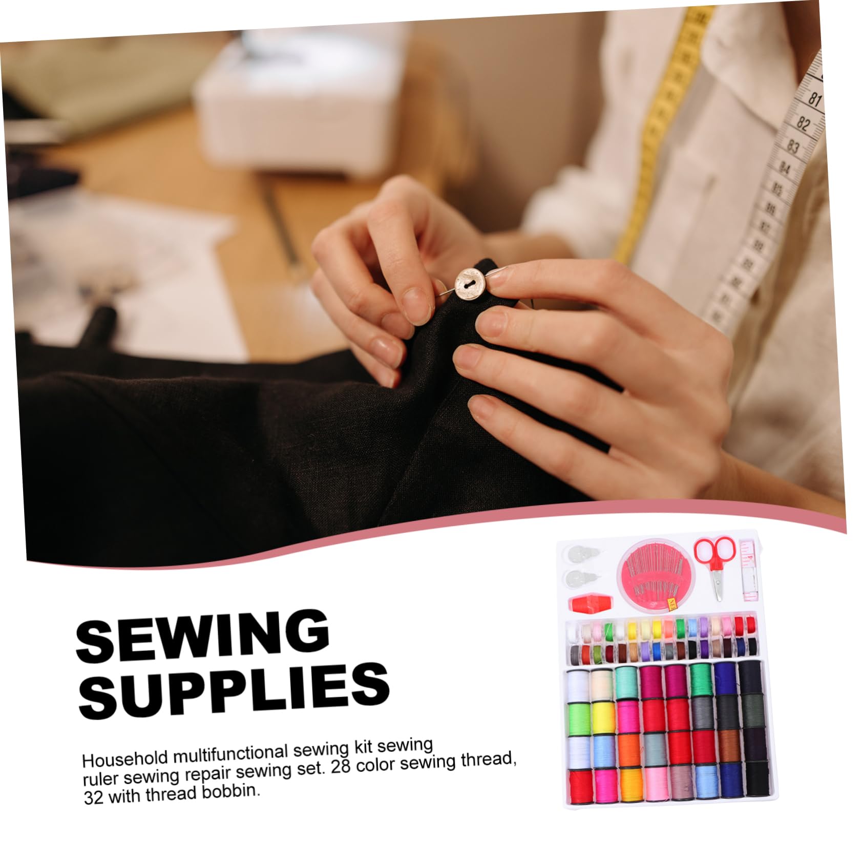 SEWACC Quilting Thread Complete Sewing Kit 32 Needles for Home Travel Repairs