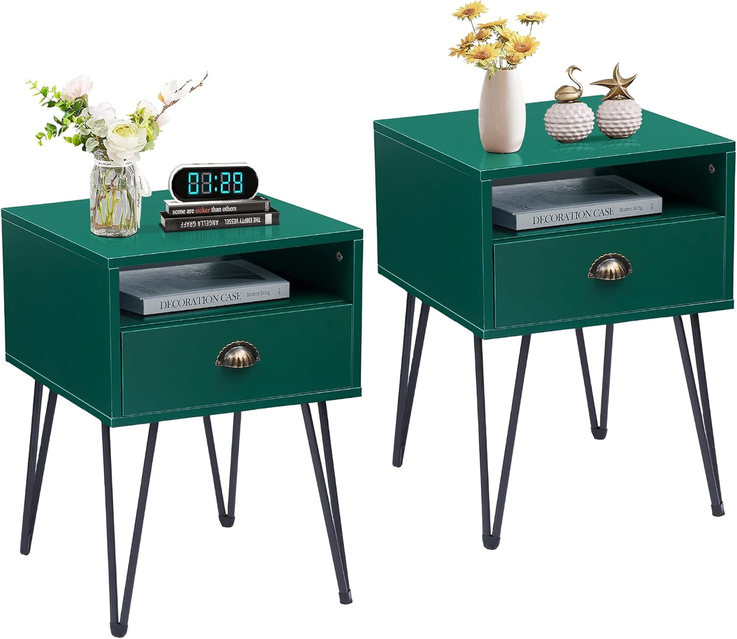 VECELO Nightstand Set of 2, End/Side Table with Drawer and