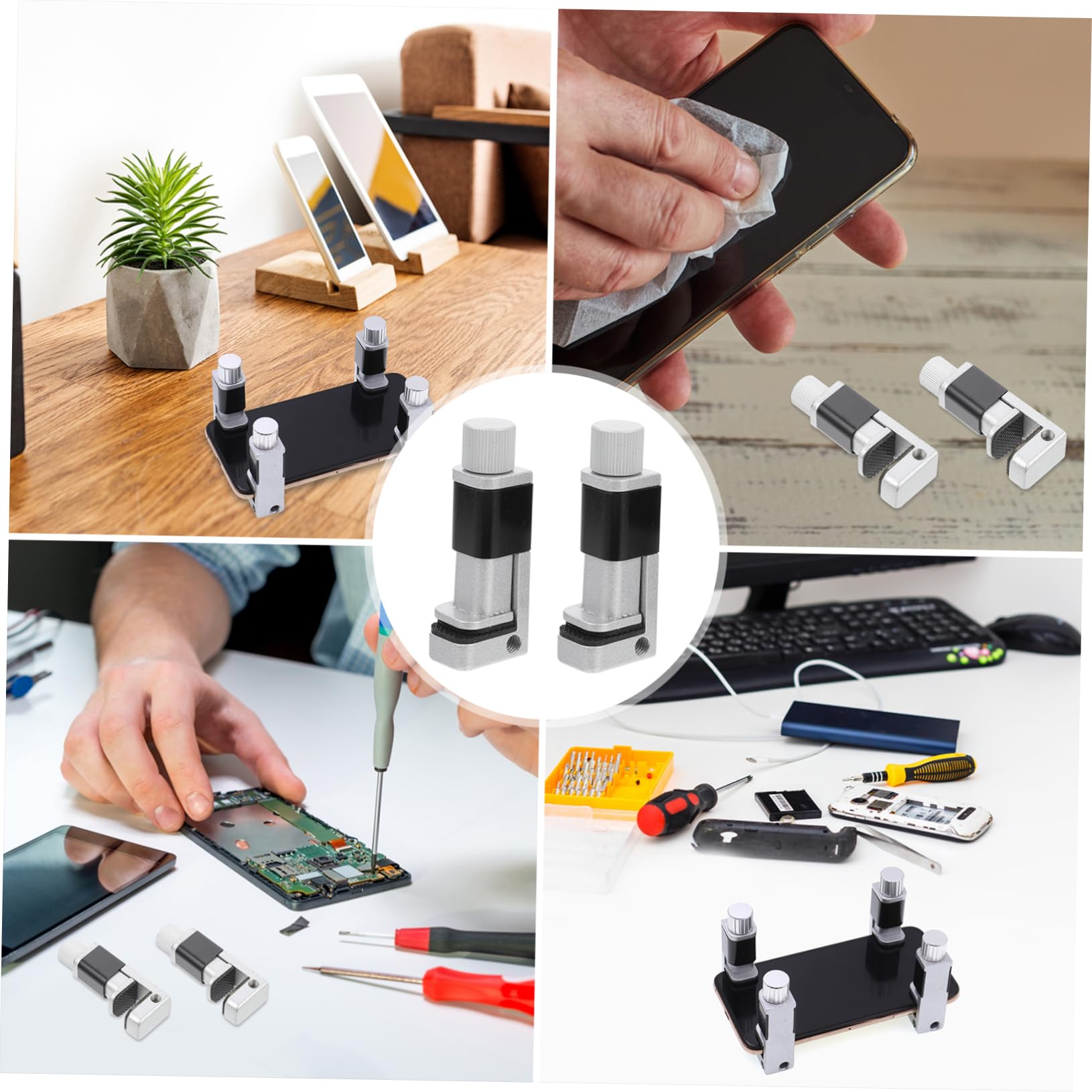 Angoily 2Pcs Fixing Clamp for Mobile Phone Tablet Screen Repair High Strength Professional Screen Fixing Tool for Home Repair Shops