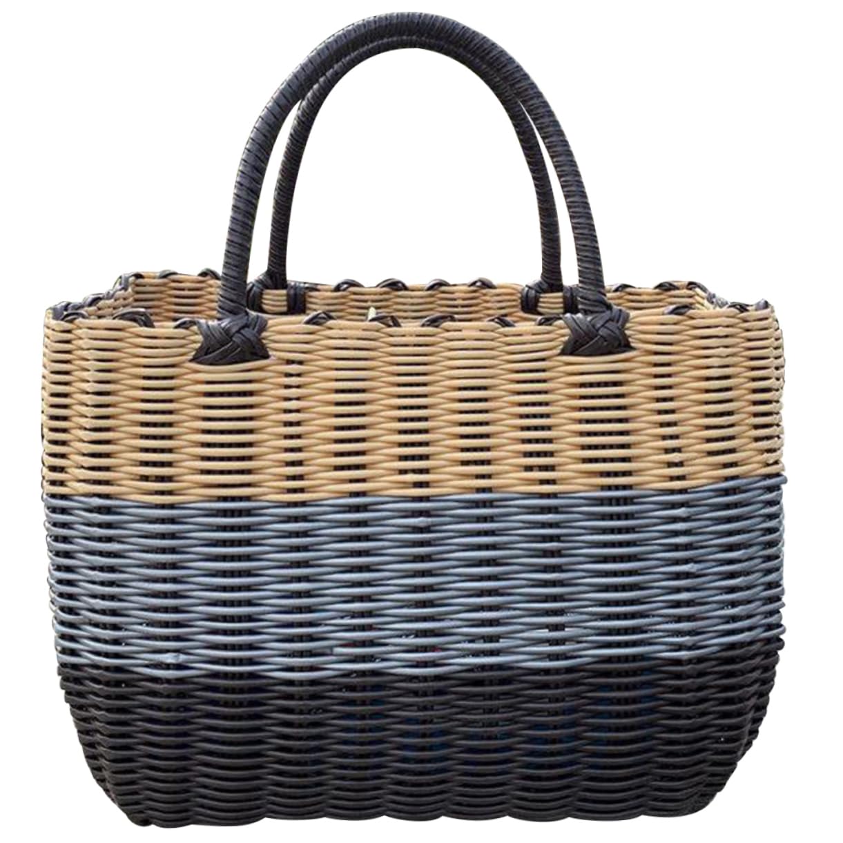 TOPBATHY Geflochtener Aufbewahrungskorb Mit Griff Großer Kunststoffkorb Für Küche Und Haushalt Vielseitiger Picknick- Und Einkaufskorb 12.2 X 8.3 X 5.1 Zoll