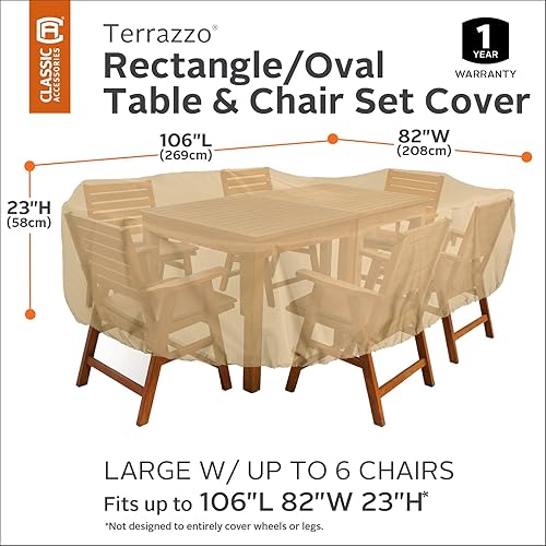 Miniatura 2 de Classic Accessories Juego de mesa y silla de patio rectangular  ovalada de terrazo, grande