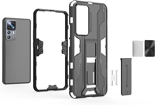 Miniatura 3 de Funda compatible con Xiaomi 12T Pro 5G, soporte magnético integrado para automóvil, a prueba de golpes, compatible con Xiaomi 12T Pro 5G, funda