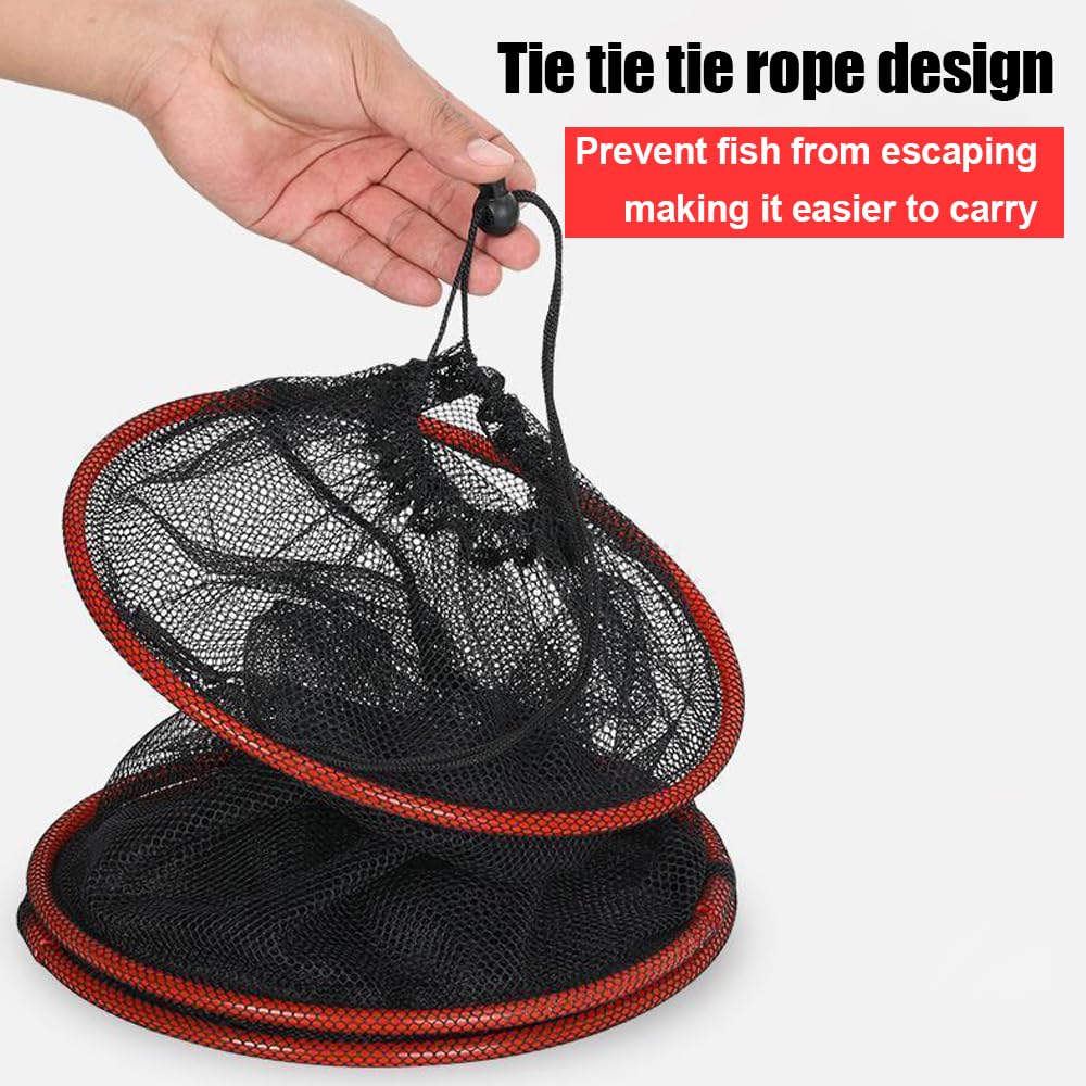 DONGKER Panier a Poissons Flottant,Cage de Rangement Pliable pour Poissons d'eau Douce avec Corde d'attache pour la Pêche en Plein Air