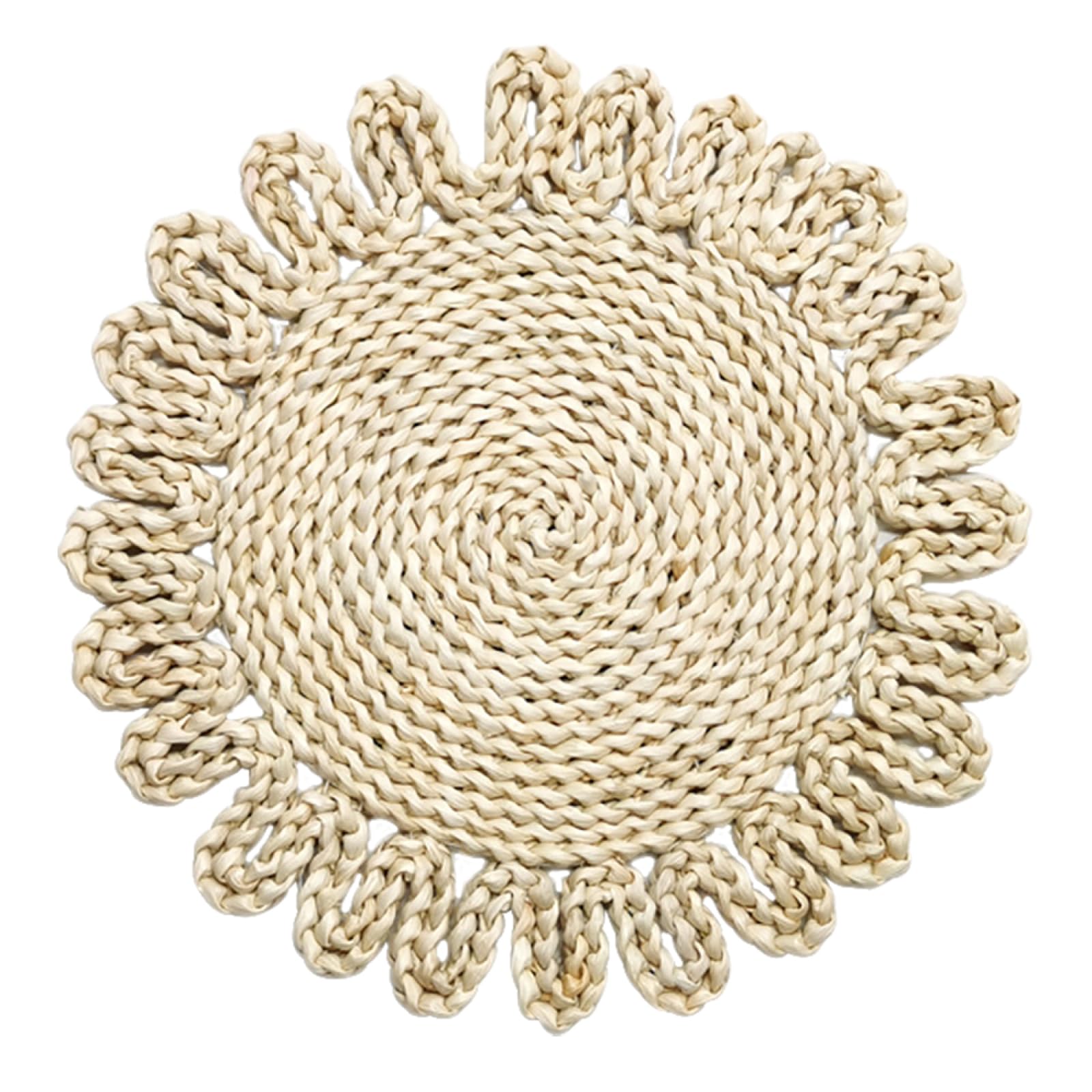 GrassWoven Placemat, Grass Woven Round Farmhouse Placemats For Kitchen Dining Table Multiple Sizes(A,38cm(14.9in)-8PCS)