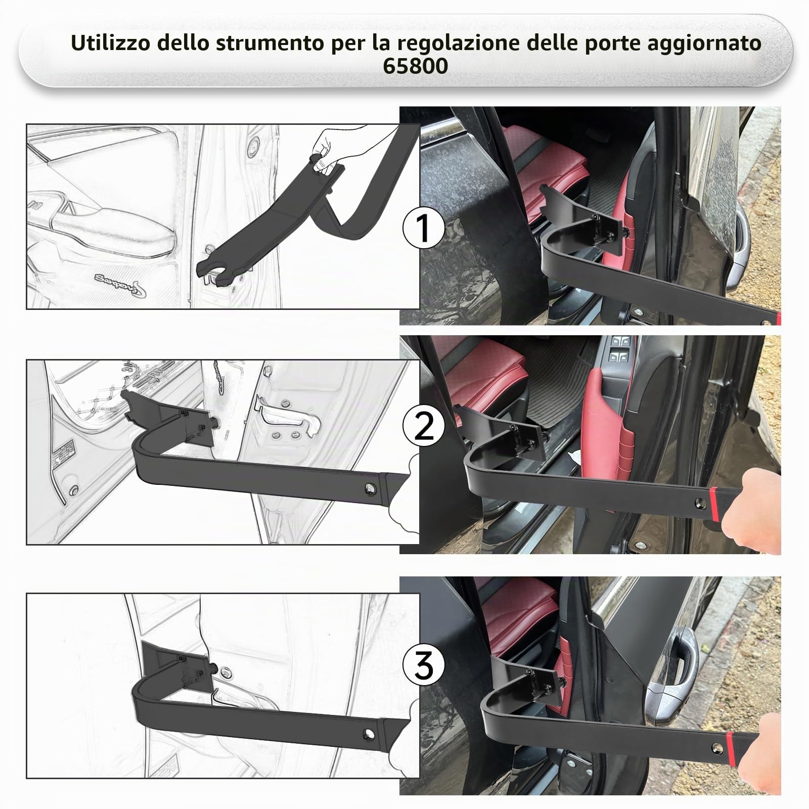 Strumento di regolazione della porta aggiornato 65800, strumento di allineamento della porta dell'auto regola le cerniere delle porte per la maggior parte di tutte le auto e camion leggeri