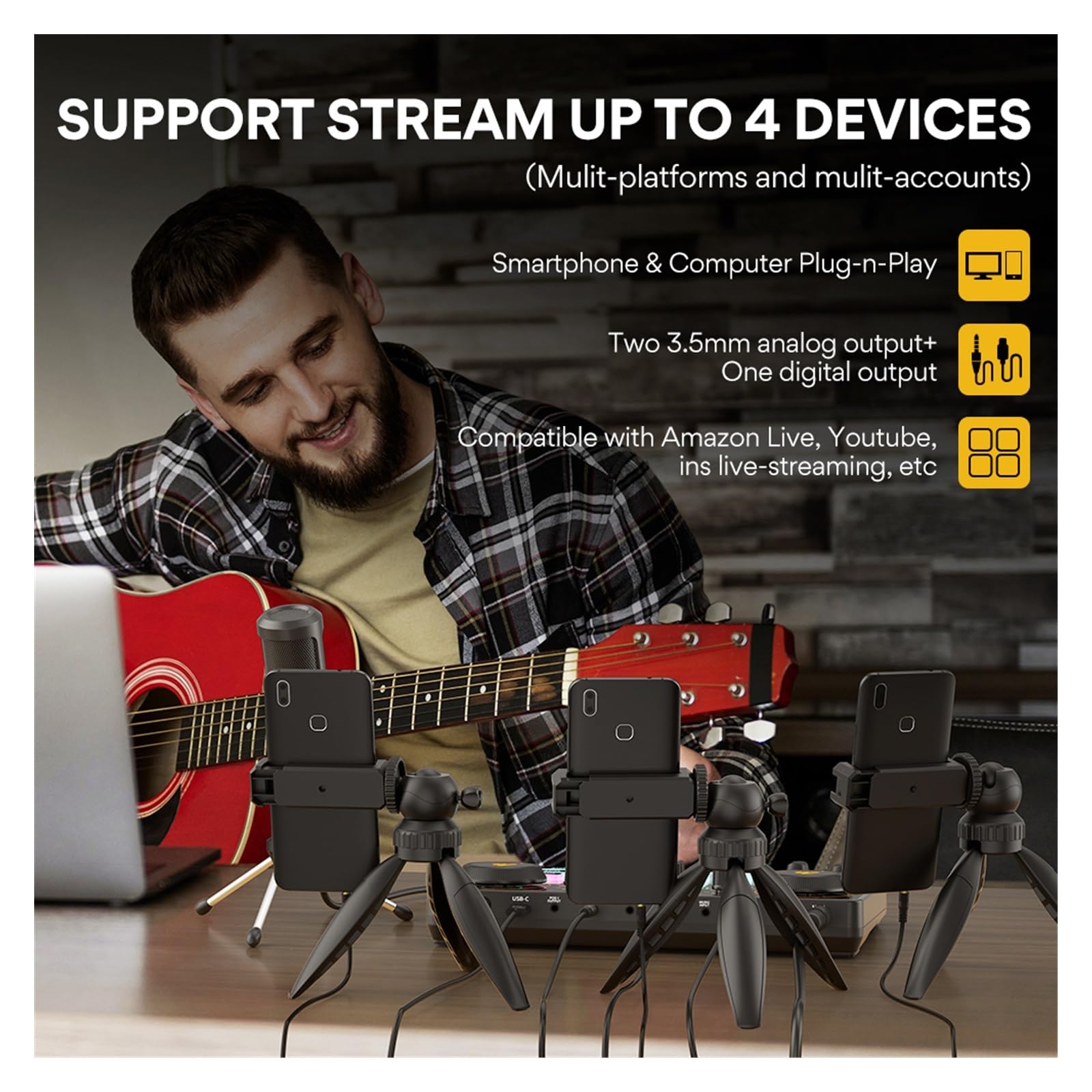 OLSKFUH Kit Microphone USB Condensateur + Bras Perche Ciseaux - Support Antichoc Pour Streaming, Podcast, Jeu