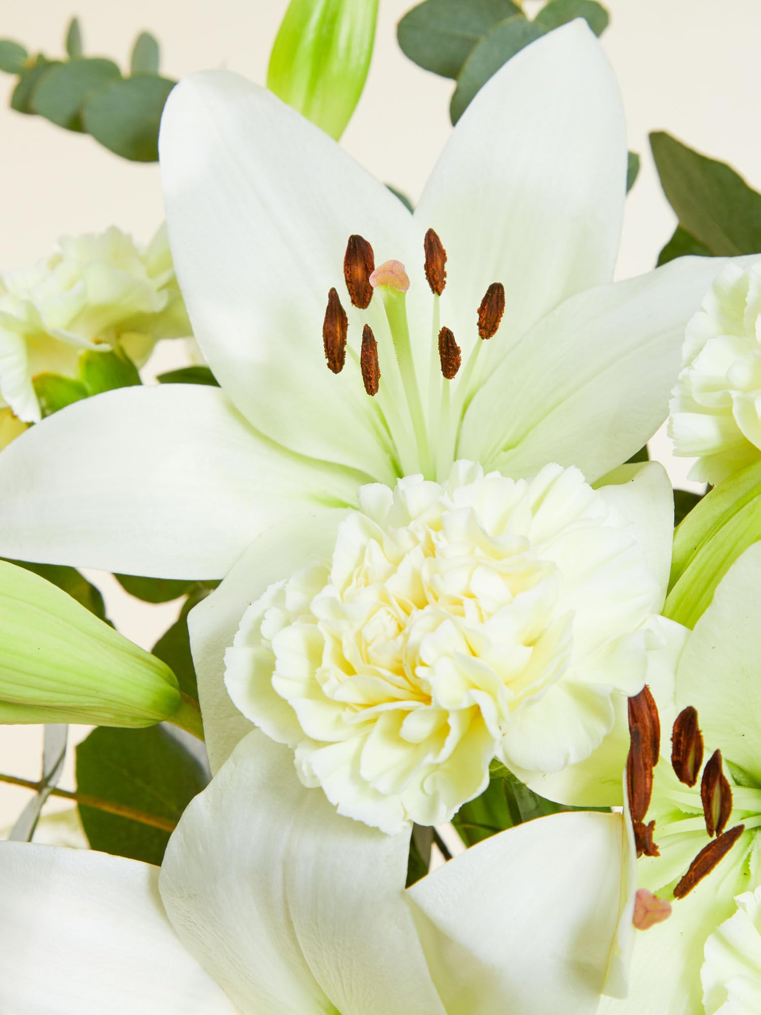 BLOOMY DAYS Blumenstrauß "Ich denk an Dich" in Weiß, mit Lilien, Nelken und, 7-Tage-Frischegarantie, Floristen-Qualität, das perfekte Geschenk bestellen