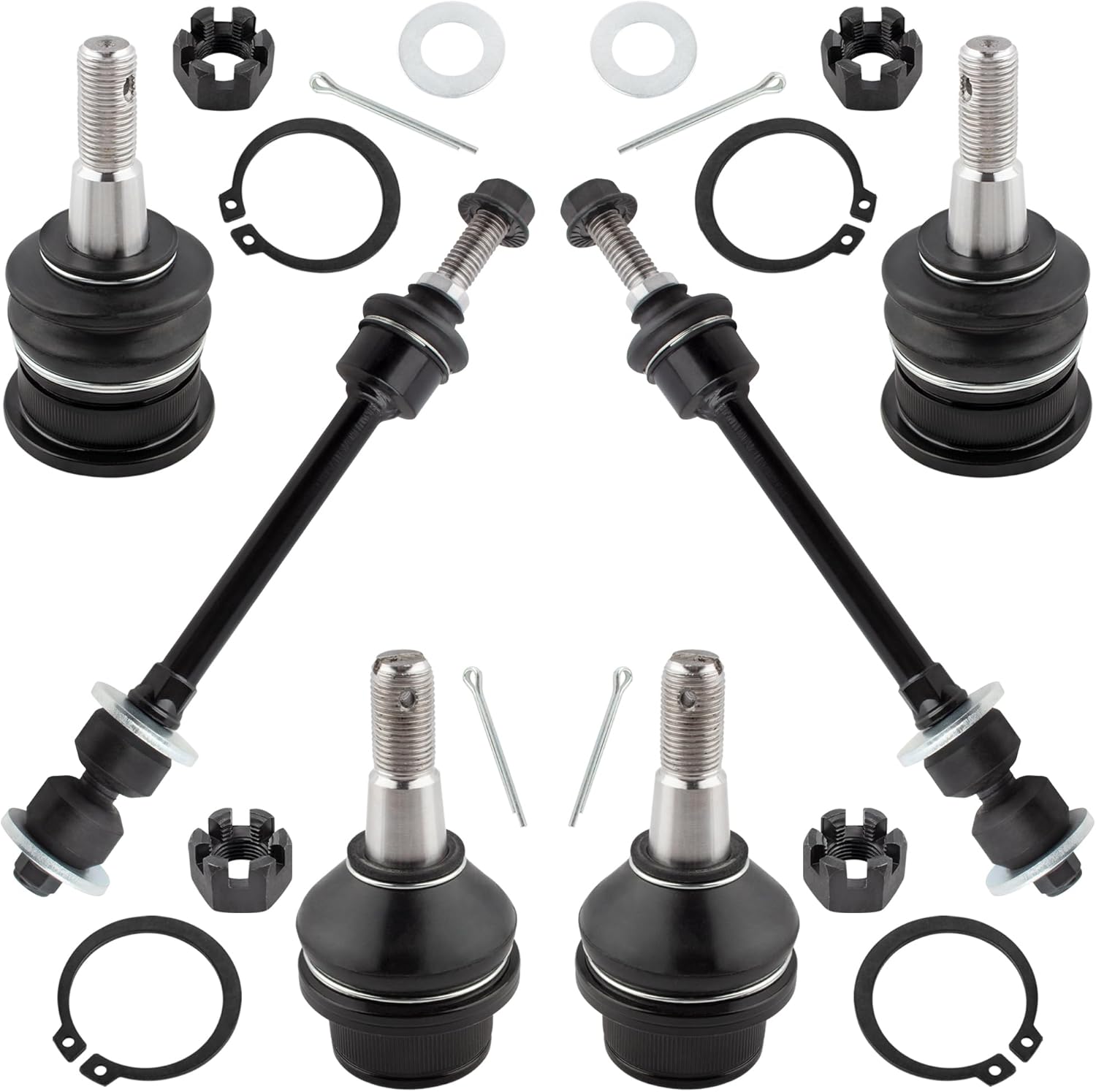 6PC Front Upper Lower Ball Joints Sway Bars End Links Suspension Kit for 2006 2007 2008 Dodge Ram 1500 4WD Standard or Crew Cab K7411 K80628 K80894