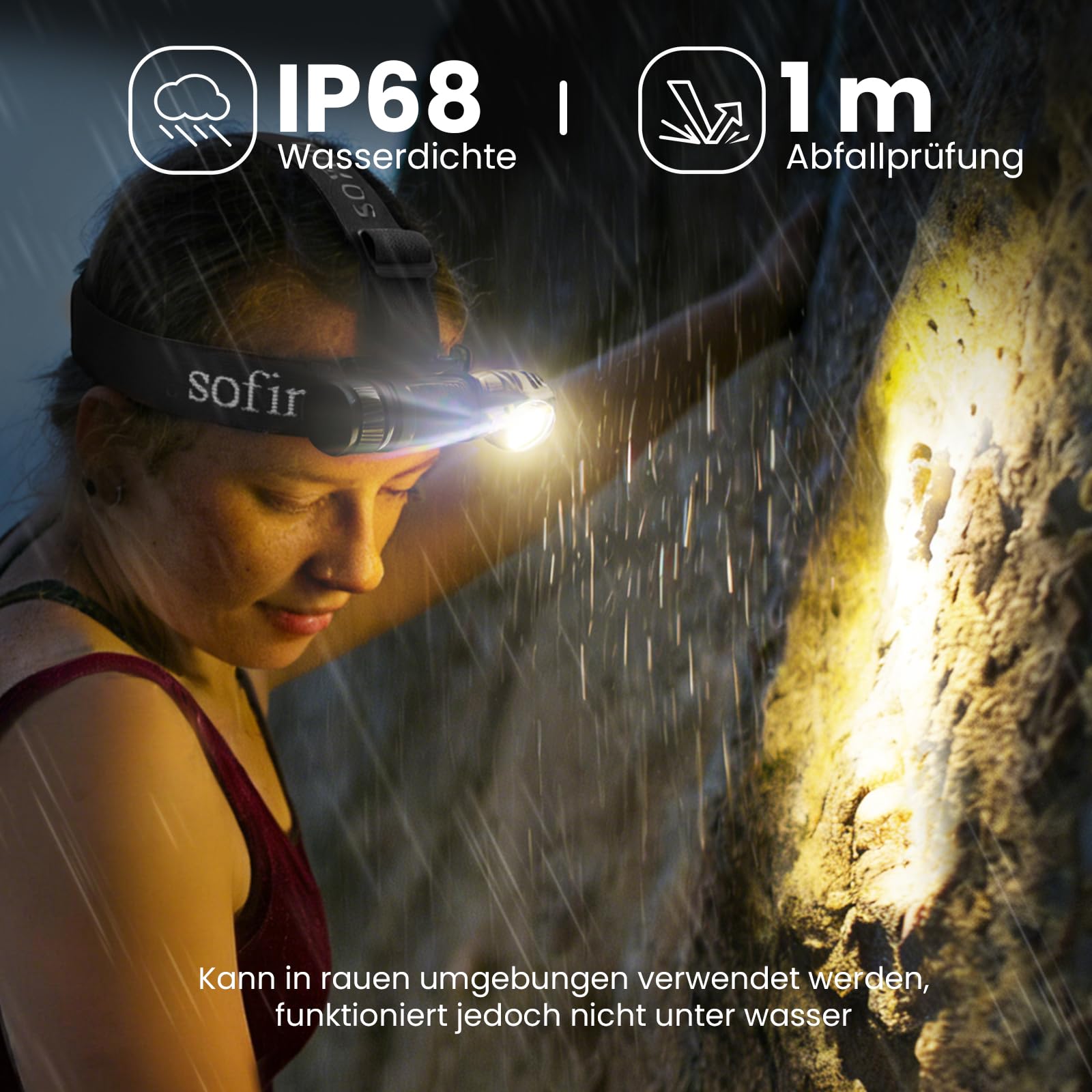 Sofirn HS40 Kopflampe 2000 Lumen, Stirnlampe mit 8 Helligkeits modi, Typ C Wiederaufladbar Led Stirnlampe Taschenlampe, Superhelle Lauflampe IPX8 Wasserdicht, Verwendet für Joggen, Camping