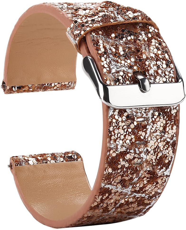 Moonooda 22mm Glitter Sparkling strap Compatible with Samsung Galaxy Watch 46mm S3 Frontier Classic Watch, Quick Release Bands Replacement for 22mm Wide Watch, Silver and Gold