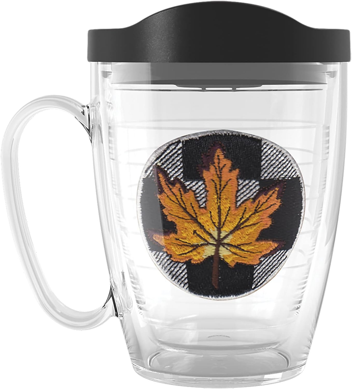 Tervis Made in USA Double Walled Checkerboard Fall Leaf Orange Insulated Tumbler Cup Keeps Drinks Cold & Hot, 16oz Mug, Orange