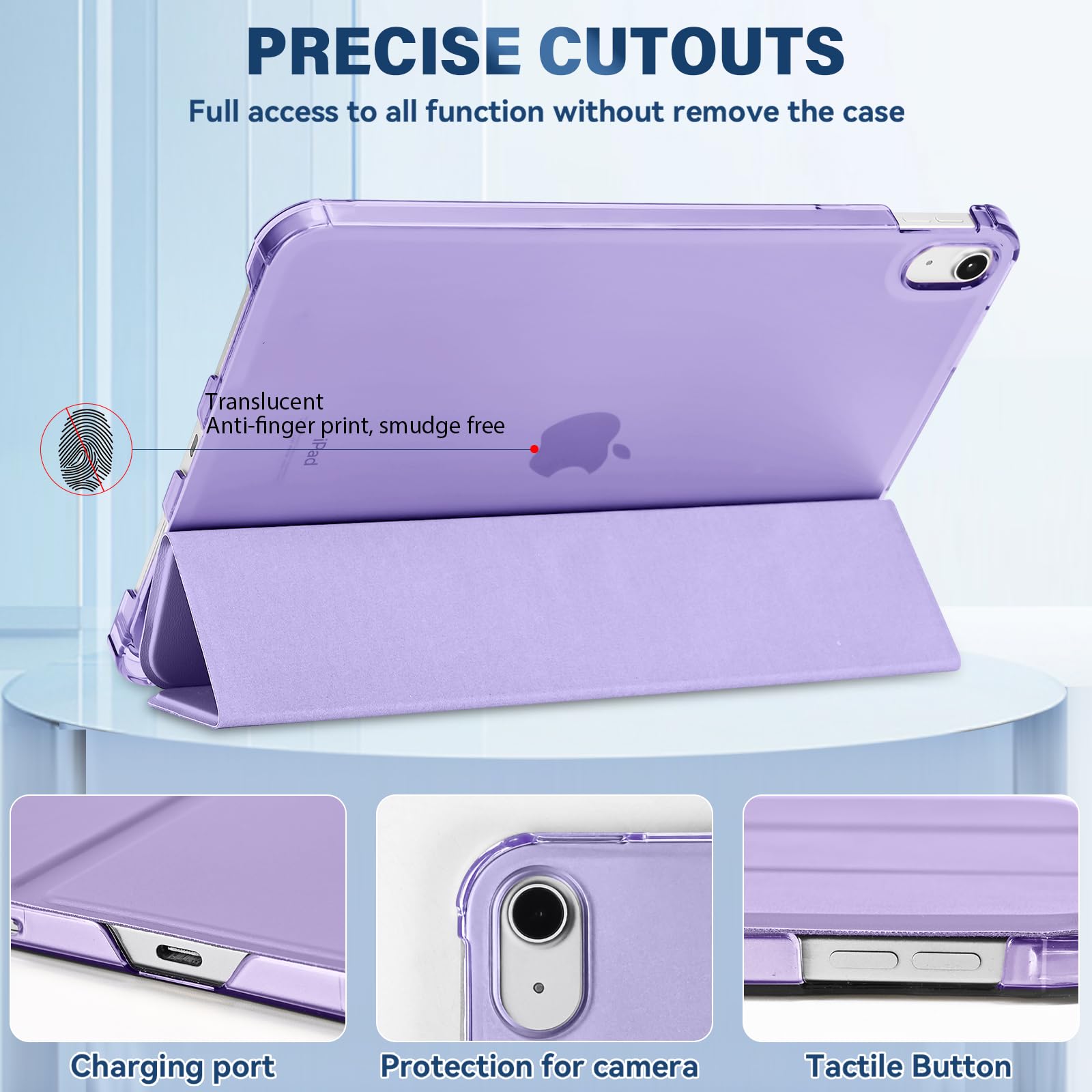 FINTIE Custodia per iPad (A16) 11ª Generazione 11 (2025) / iPad 10ª Generazione 10,9 (2022) con Portapenne - Antiurto Glittering Trasparente Cover Posteriore con Auto Sveglia/Sonno, (Taro Viola