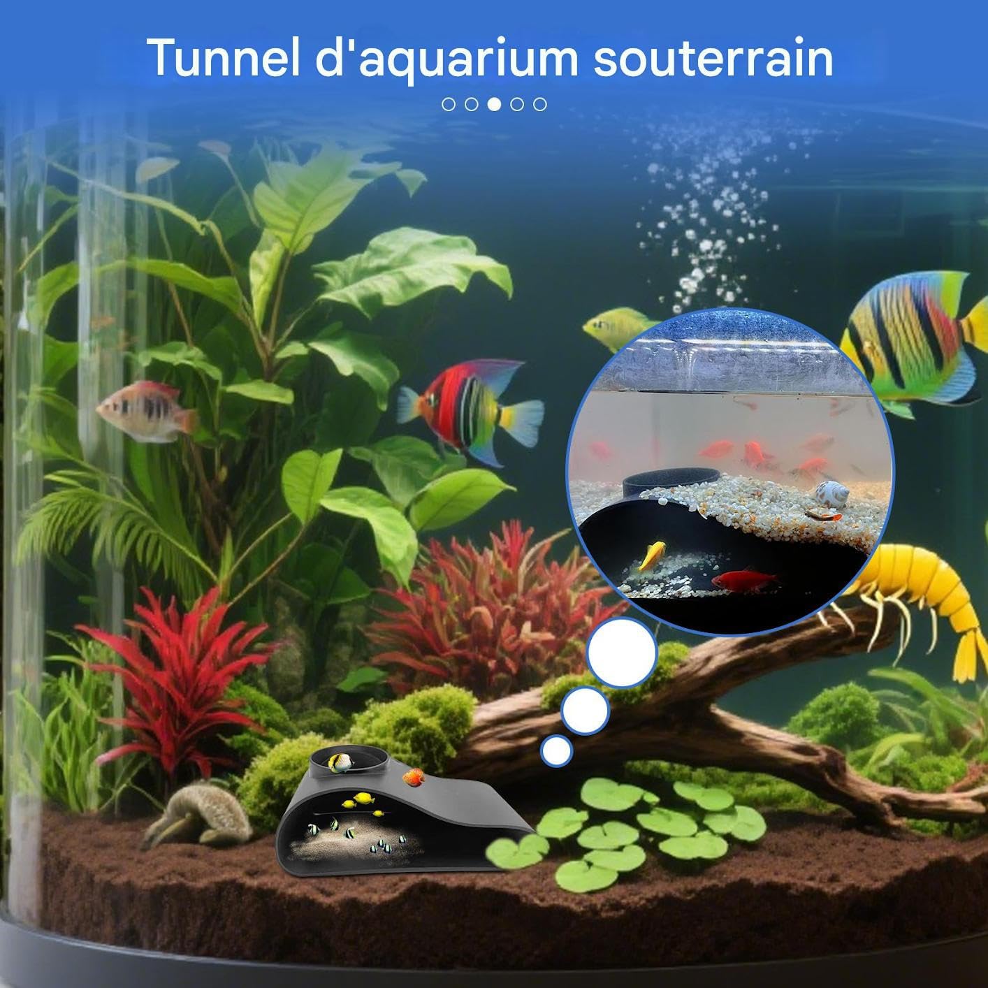 Grotte per Acquario Tunnel Protettivo Per Pesci | Acquario Per Acquari Pesci Acqua Dolce Ornamenti Terrari Rettili Stagno Rifugio Protezione Gamberi Riposo