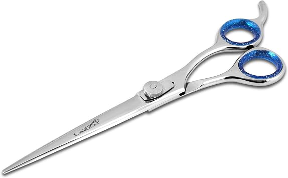 Laazar Pro Pet Grooming Scissors, Premium Steel Dog Grooming Shears with Blue Handles, Long-Lasting Sharp Blades Straight, 9 Inches