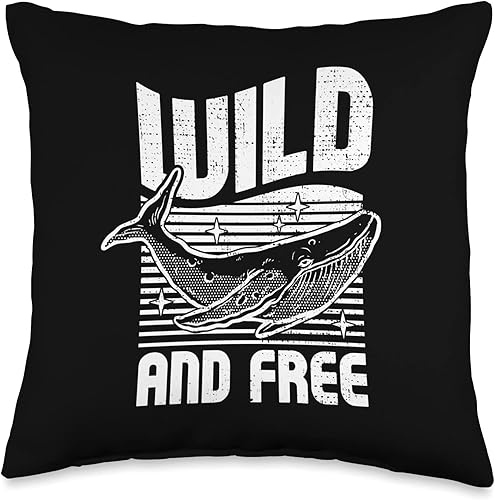 Wild and Free Ocean Sea Whale Throw Pillow, 16x16, Multicolor