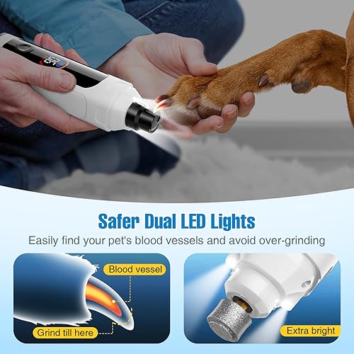 Miniatura 4 de Molinillo de uñas para perro, recortador de uñas eléctrico silencioso de 6 velocidades, cortaúñas para perros pequeños, medianos y grandes, kit de