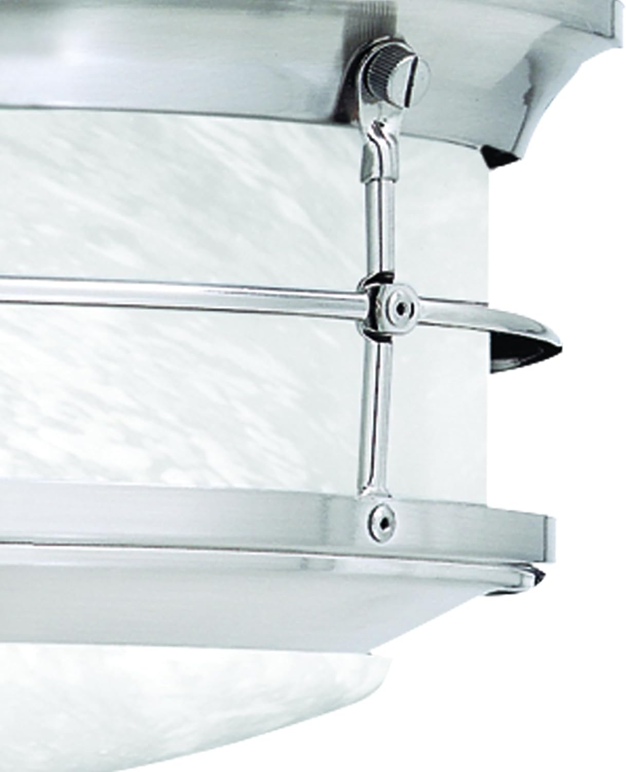 Elk Home Verglas 11.25-Inch 2-Light Outdoor Flush Mount - Brushed Nickel Ceiling Light with White Stone Glass, Transitional Coastal Style for Covered Porch, Patio, Entryway, Garage