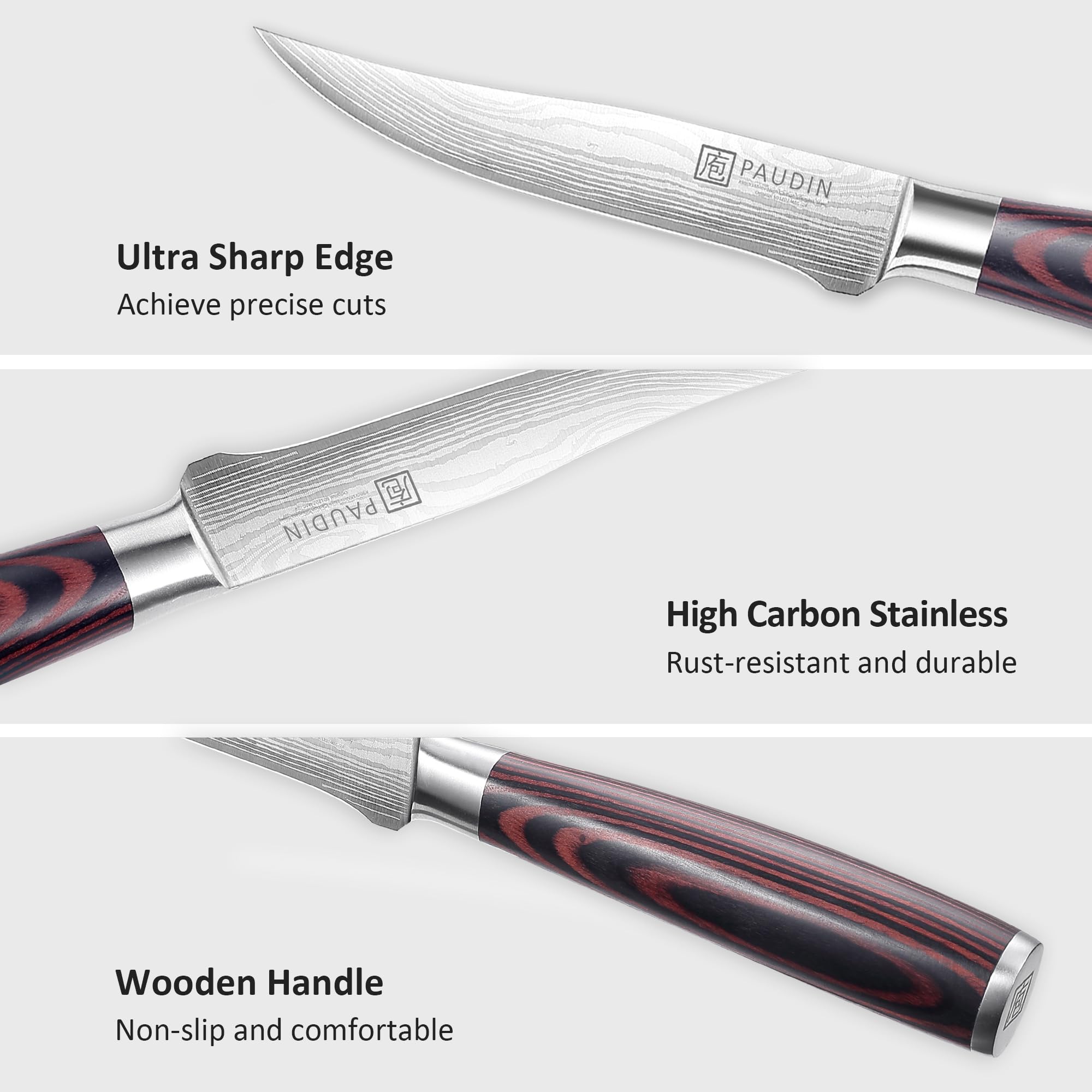 PAUDIN 5 Inch Utility Knife - Ultra Sharp Kitchen Knife -3