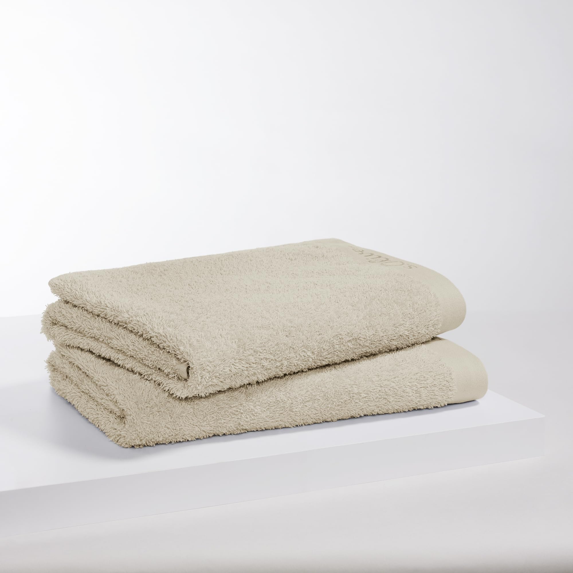 s.Oliver 2 TLG Duschtuch Set 70x140cm - 100% Baumwolle, 600 g/m², weich & saugstark, Doppelpack Duschtücher Dunkelbeige