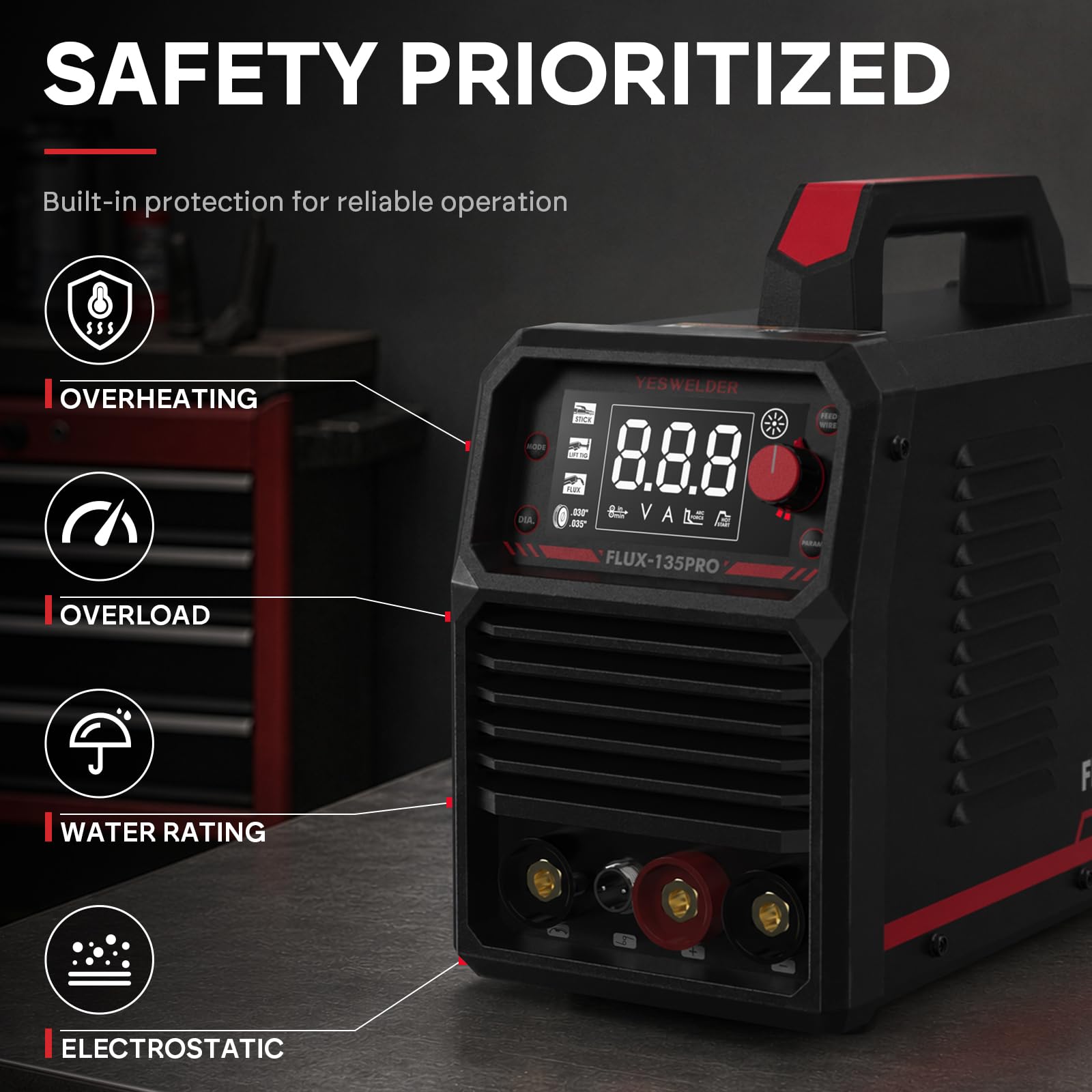 YESWELDER 135A MIG Welder, 110V Flux Core Gasless MIG/Lift TIG/Stick 3-in-1 — Amazon image 8