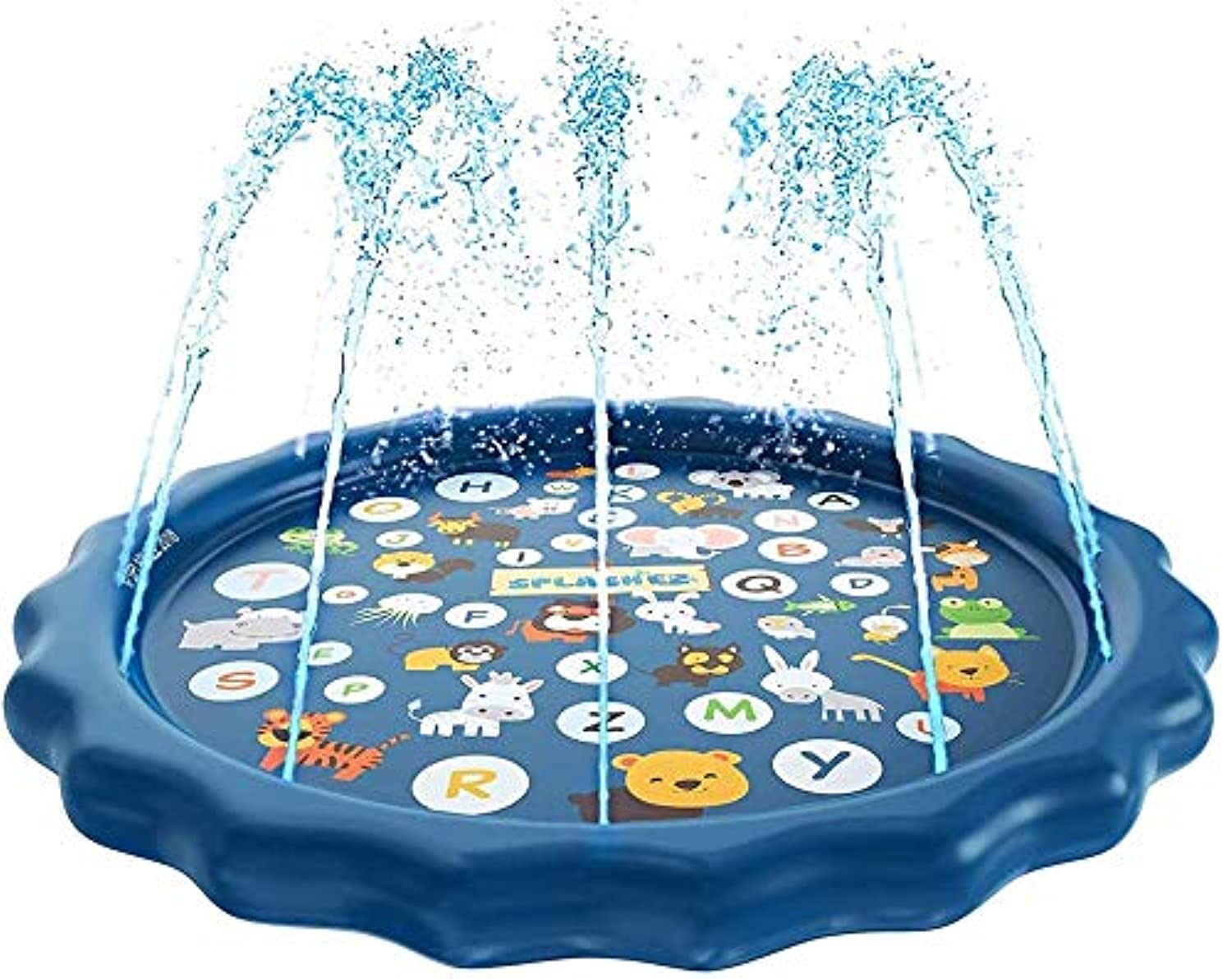 Elf Cat Kids Sprinkler Splash Pad and Wading Pool for Learning, 68in