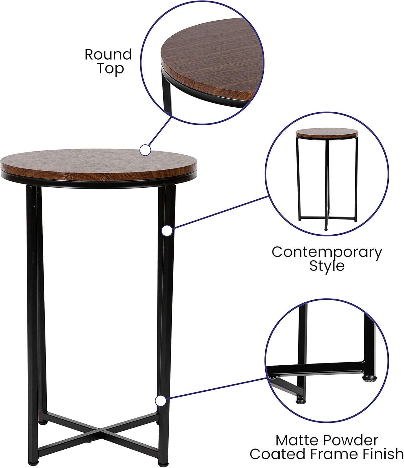 Masada Modern 3 Piece Coffee and 2 End Table Set, Black Crisscross Frame with Walnut Finish Laminate Top : Home & Kitchen