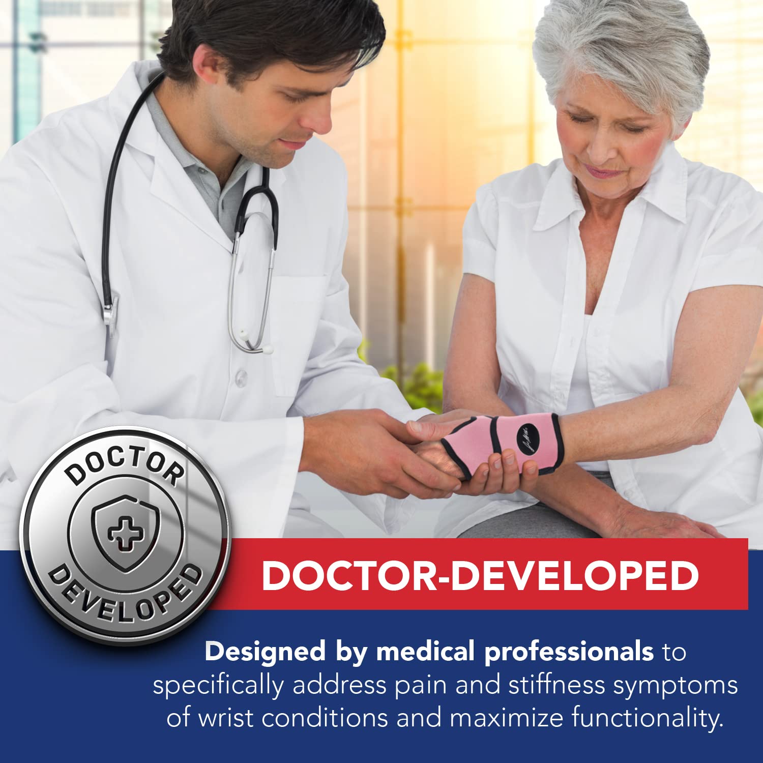 Dr. Arthritis Von Ärzten entwickelte, bequeme, leichte Handgelenkstütze, Handgelenkstütze, perfekte Passform für rechte und linke Hand, für Männer und Frauen (Rosa, 2er-Pack) Tutore