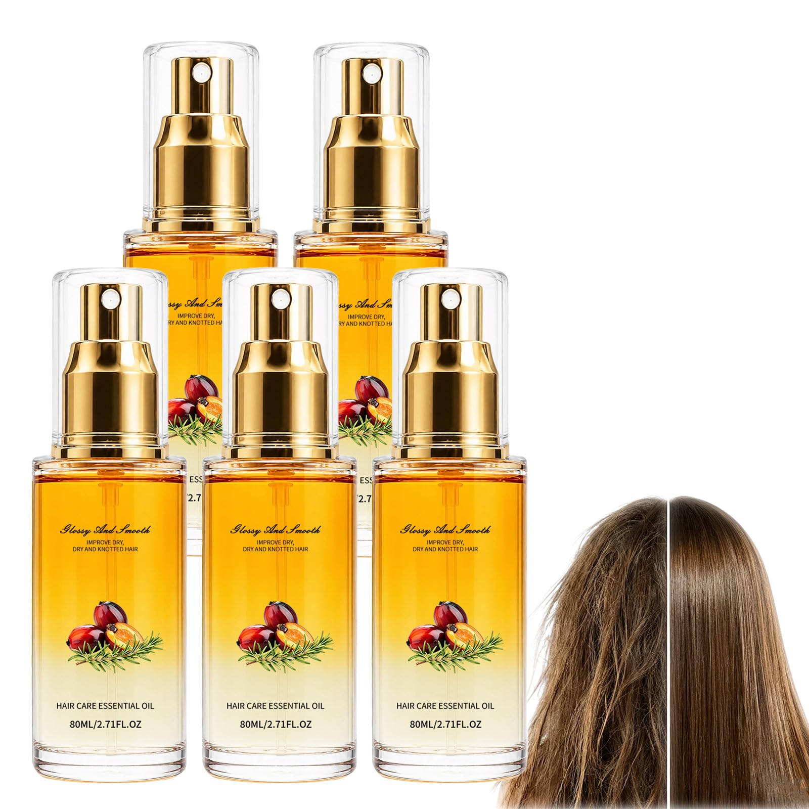Spray de aceites esenciales para el cuidado del cabello, control del enc (5pcs)