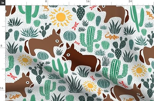 Miniatura 2 de Spoonflower Tela - Life Country Animals Western Cactus Desert Farm Donkey estampado en tela de mezclilla por The Yard - Ropa de fondo para