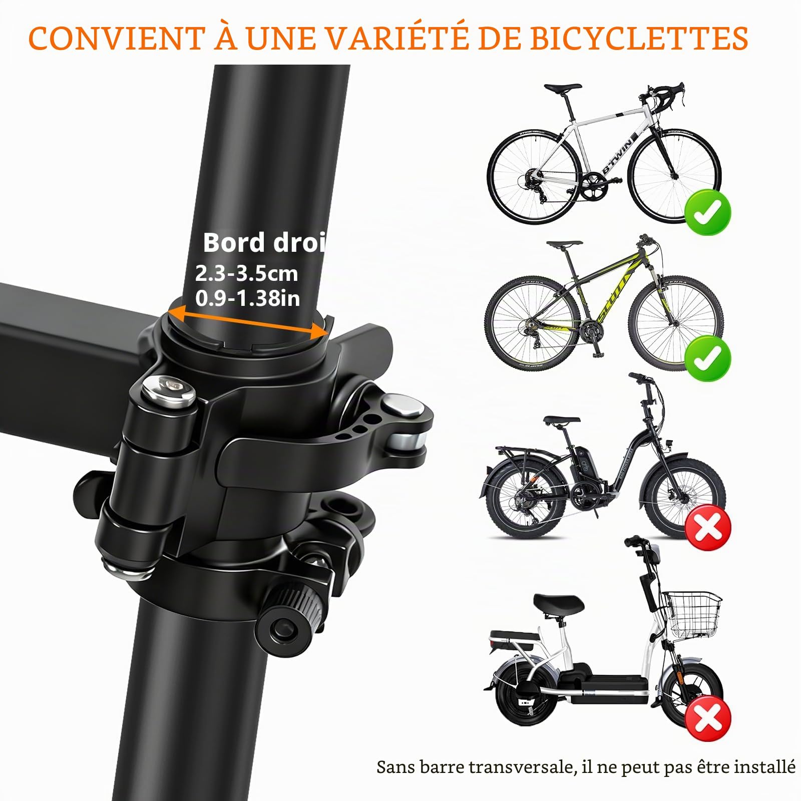 auvstar Siège Vélo Enfant Avant, Selle Avant pour Enfant avec Repose Pieds Pliable, pour Bicyclette VTT Vélo Ville, Siège Enfant Fixation Rapide 1-6 Ans