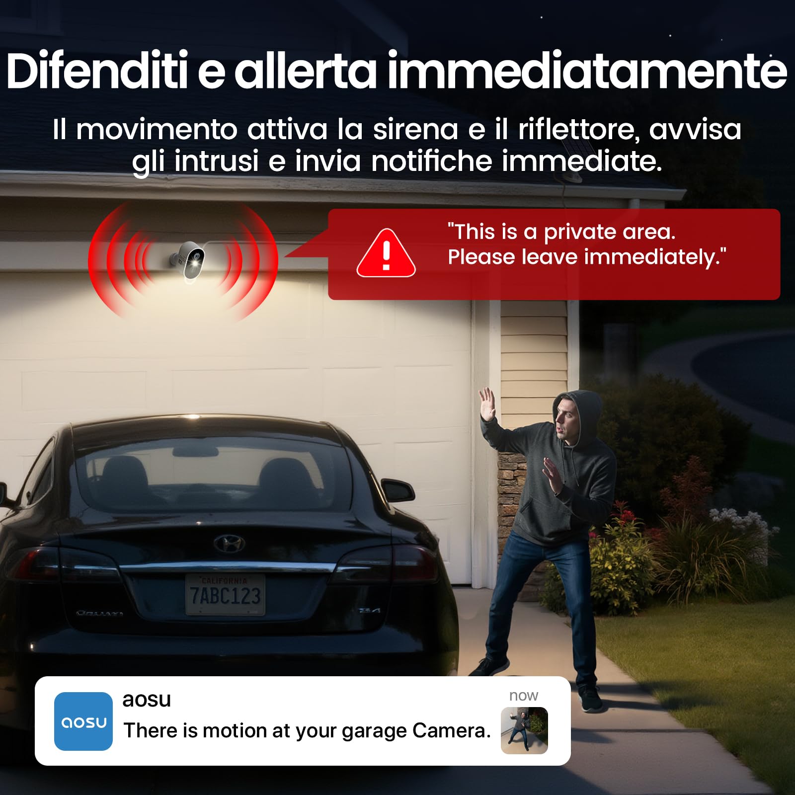 aosu Cámara de Vigilancia 2K Exterior Solare Kit 6 Cámaras con Aosubase 2.0 Sin Suscripción 32GB Almacenamiento Local Cámara Inalámbrica Sensor PIR Alarma Luz Audio Bidireccional Visión Nocturna