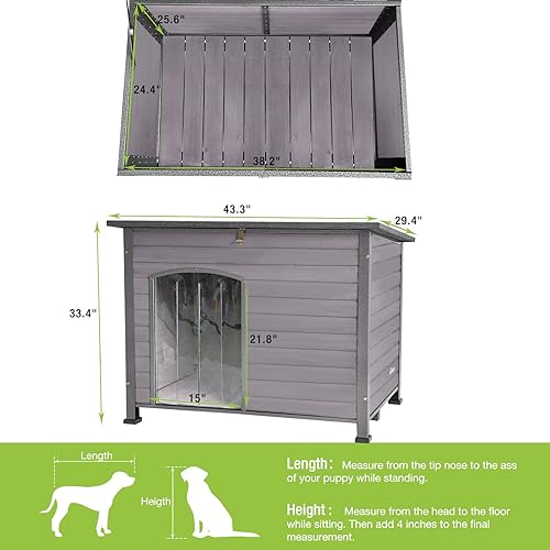 Miniatura 6 de GUTINNEEN Casa para perros a prueba de mordidas con marco de hierro de metal, para perrera de interior pequeña, mediana y grande (43.3 pulgadas de