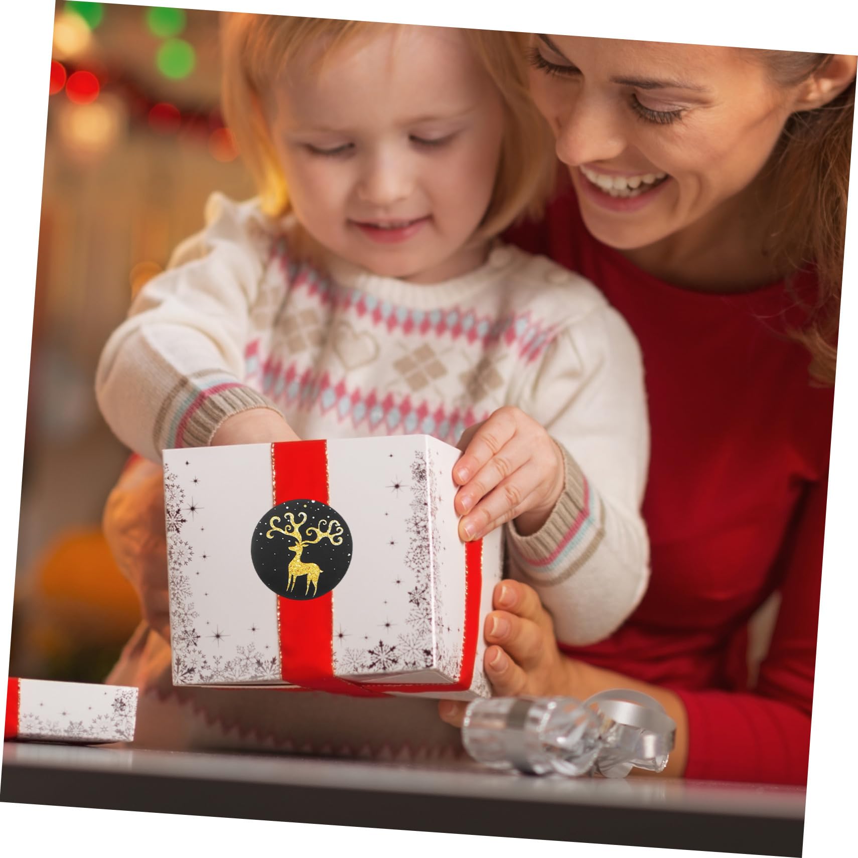 5 Adesivi Natalizi Rotondi Etichette Regalo Decorative per Scatole e Buste Adesivi Scrivibili per Auguri e Confezioni Festive