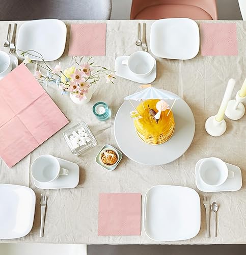 Miniatura 6 de Servilletas desechables de 2 capas de color rosa claro, servilletas de cóctel, servilletas de postre, servilletas de papel para boda, fiesta de