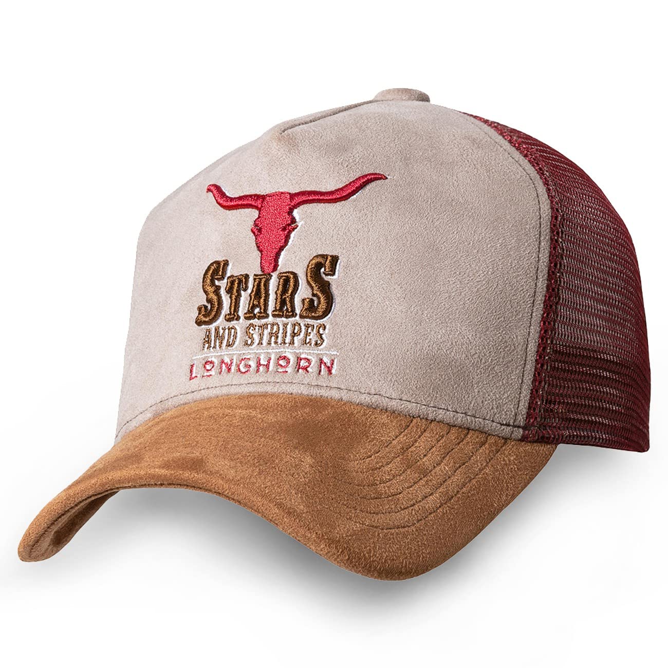 STARS & STRIPES Cappellino da basecap Westerncap Truckercap Longhorn, marrone