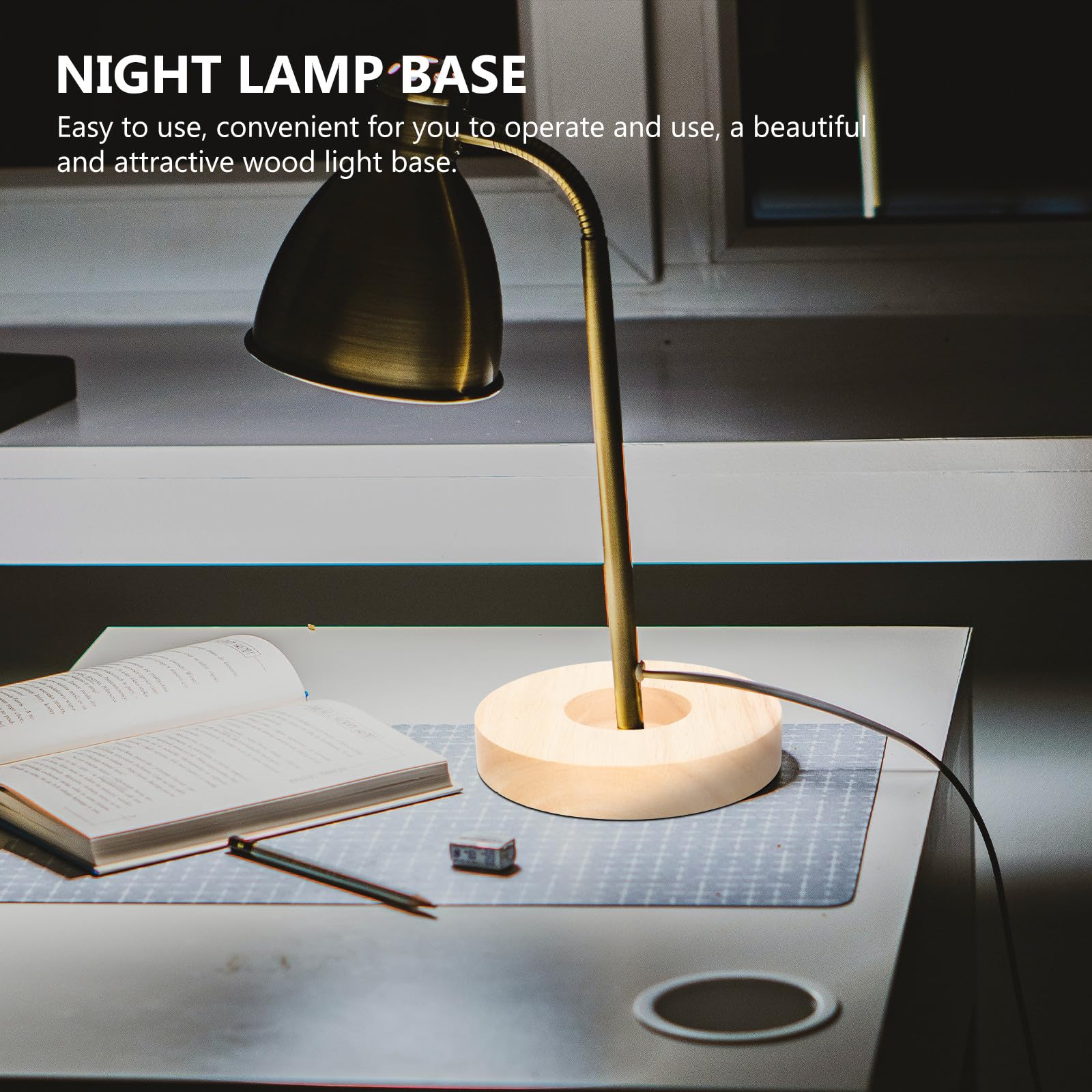 Pied de Lampe Rond en Bois Massif 5 Pcs pour Lampe de Table, Socle de Veilleuse Élégant Finition Soignée, pour Salon ou Bureau