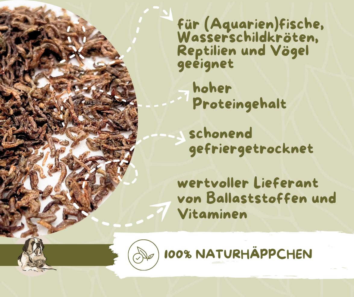 Warnick's Naturhäppchen Mückenlarven Bloodworms getrocknet - 3 Liter | Proteinreiches Naturfutter für Zierfische, Koi & Wasserschildkröten - Naturbelassen & ohne Zusätze - Bloodworms