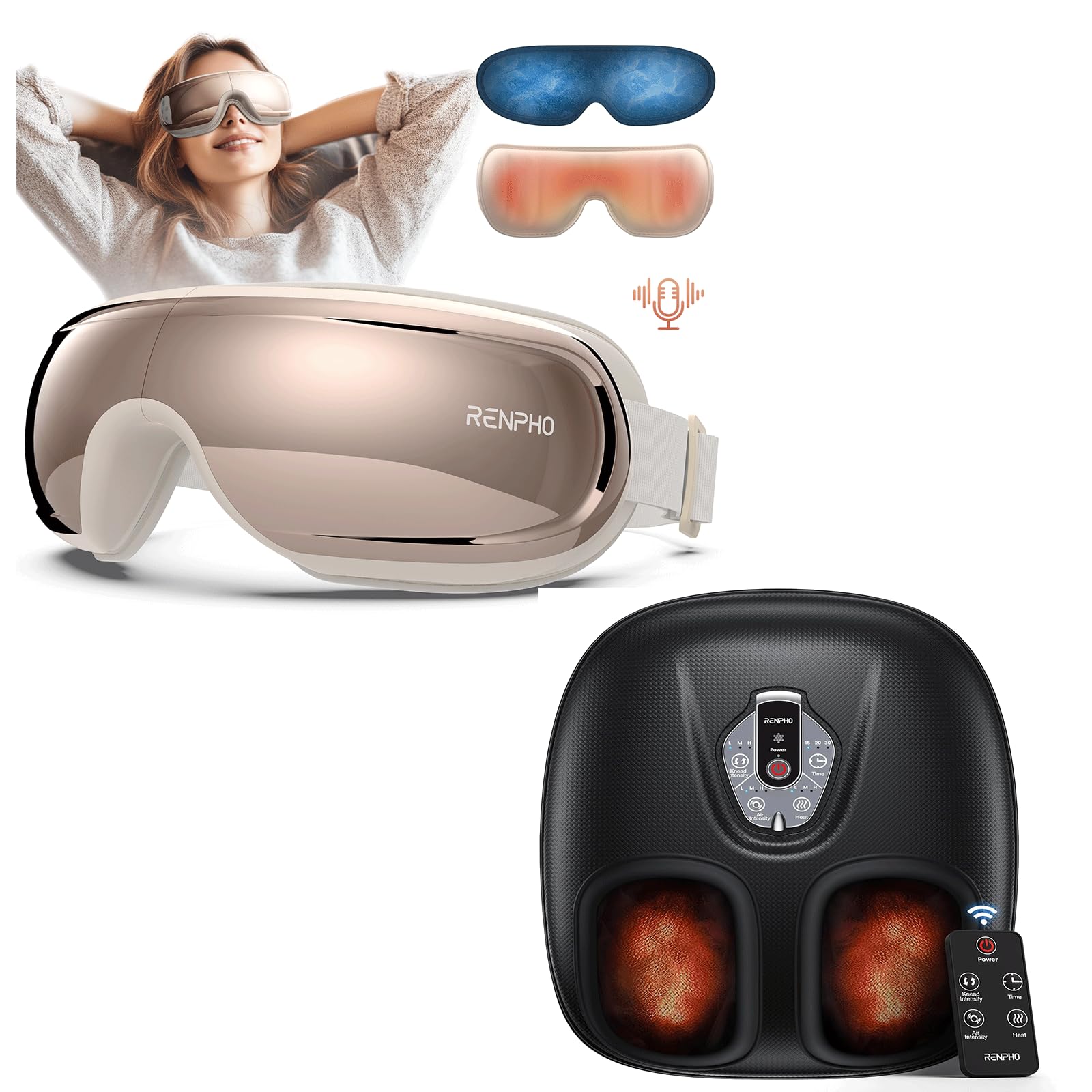 RENPHO Eye Massager with Heat and Cooling Christmas Birthday Gifts for Women Eyeris 3 Eye Massage Migraine Relief