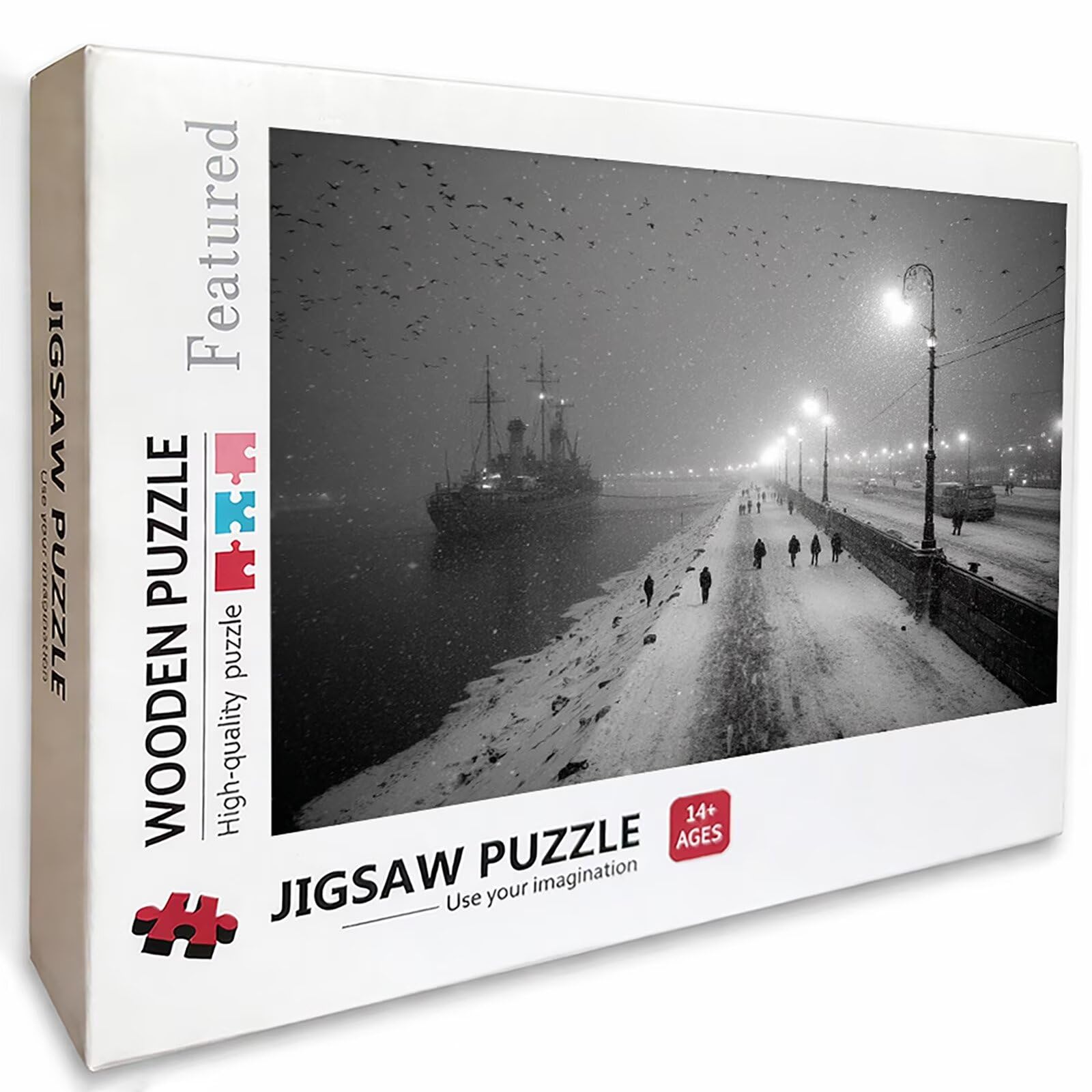 Puzzle Arte con Scatola Scena Innevata, Barca Puzzle Legno 6000 Pezzi Adulti 179x105cm, Attività di Intrattenimento ad Alta Difficoltà, DIY Classici Gioco, Jigsaw Per Tutta La Famiglia, Regalo, P-1338