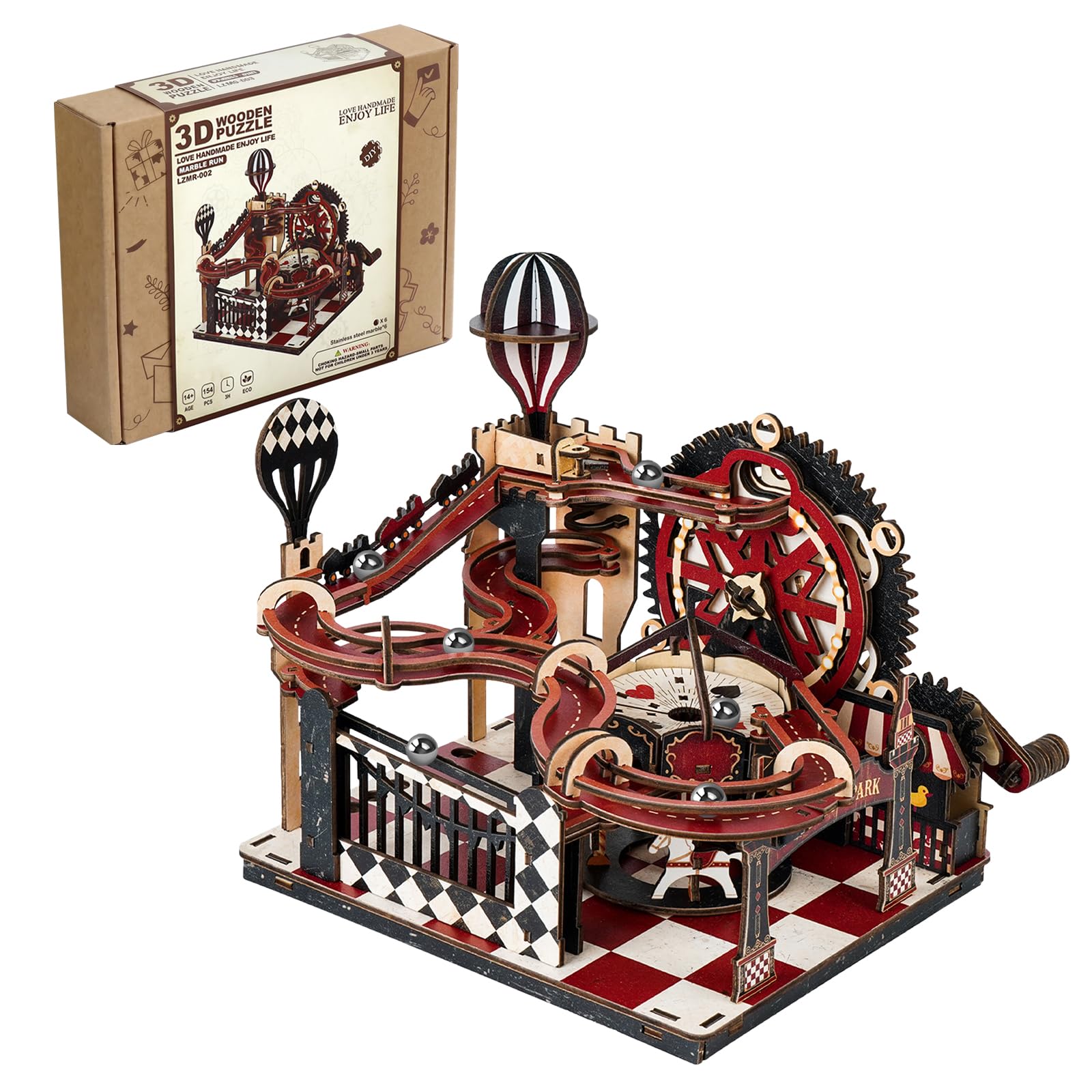 Wooden Model Kits for Adults, Mechanical Marble Run - 3D Puzzles Gear Drive Coaster, Creative STEM Building Project, Unique Father's Day, Birthday & Graduation Gifts for Men, Dad